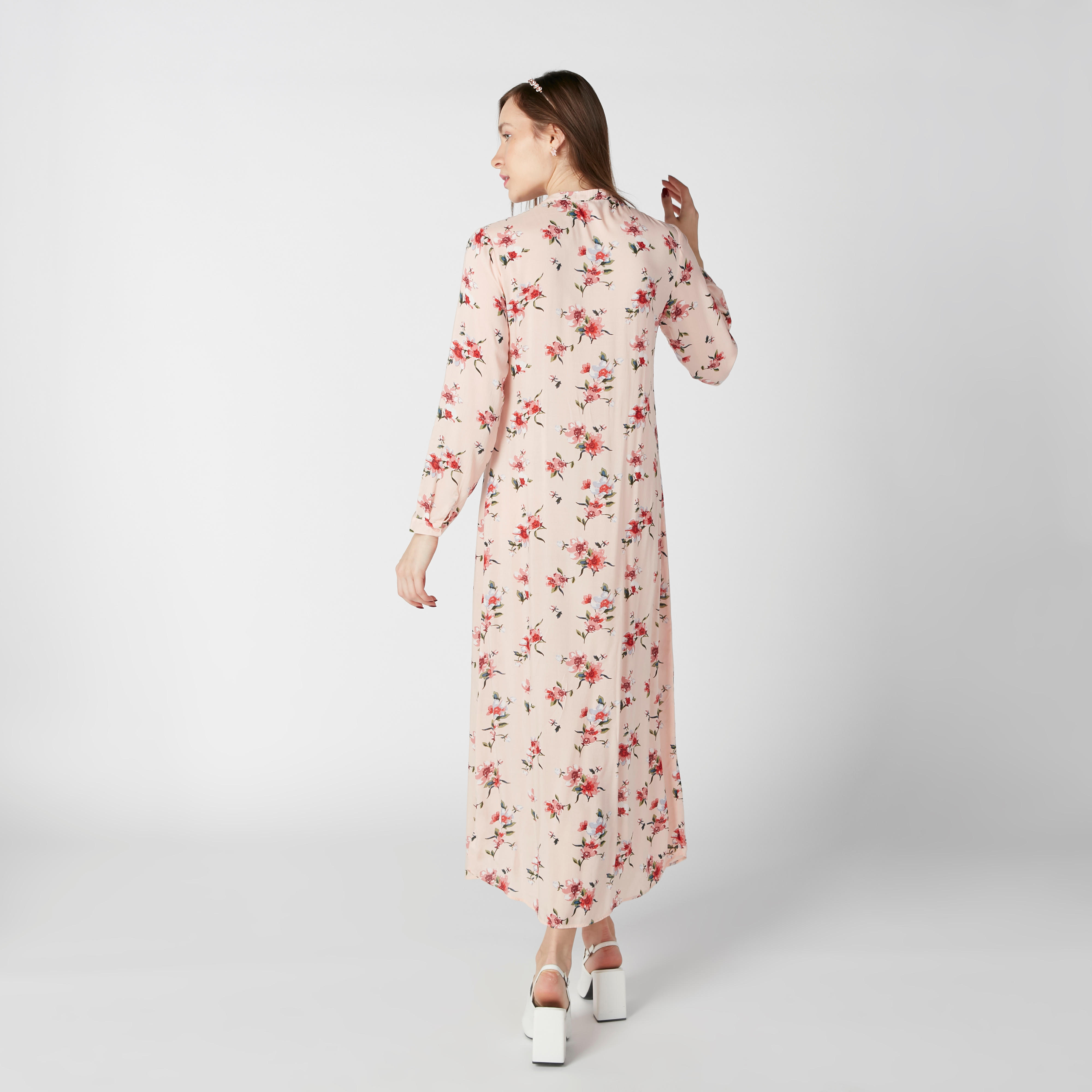فستان قميص بأكمام طويلة وطبعات زهرية-women-clothing-dresses-image-1