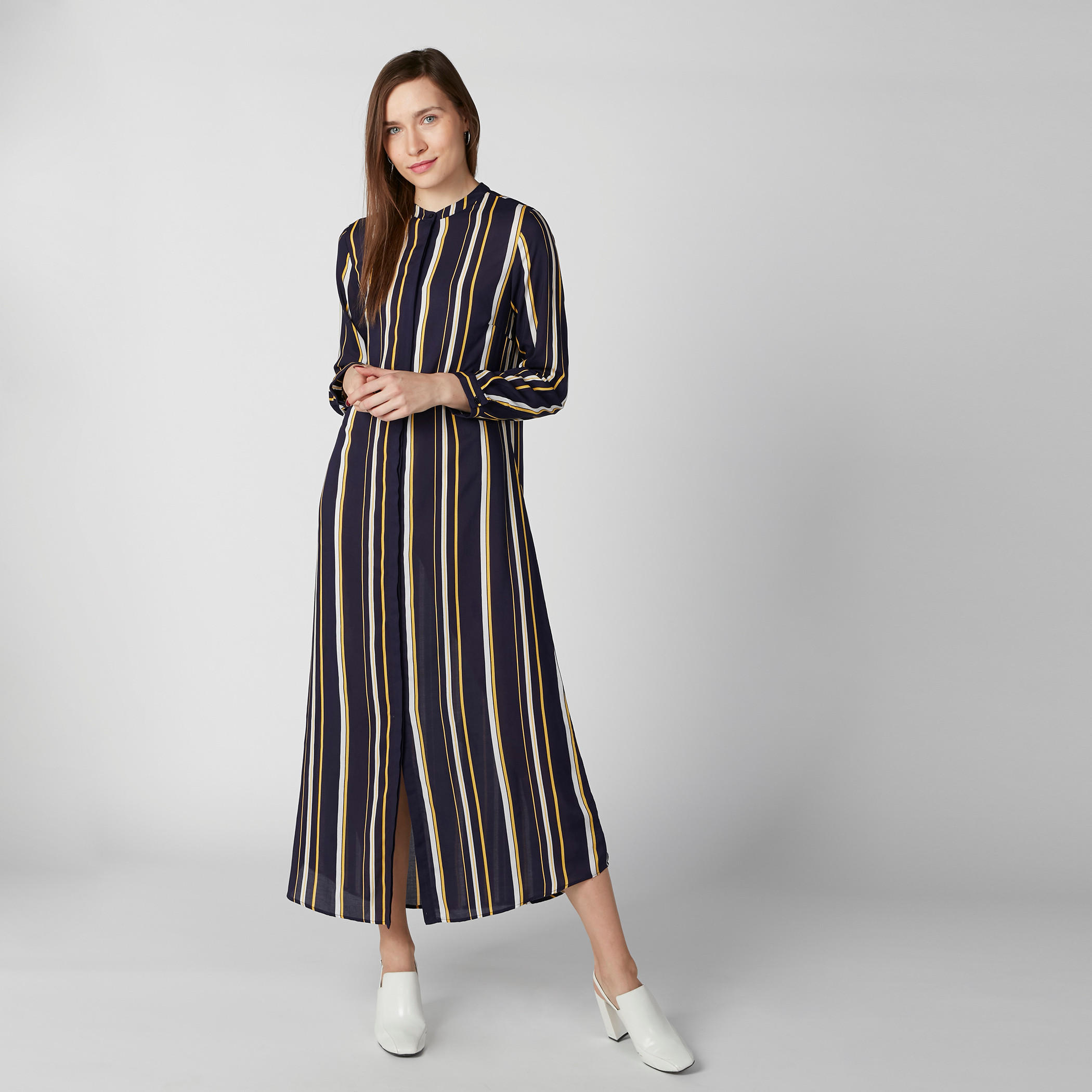 فستان قميص مقلّم بأزرار غير مرئية-women-clothing-dresses-image-2
