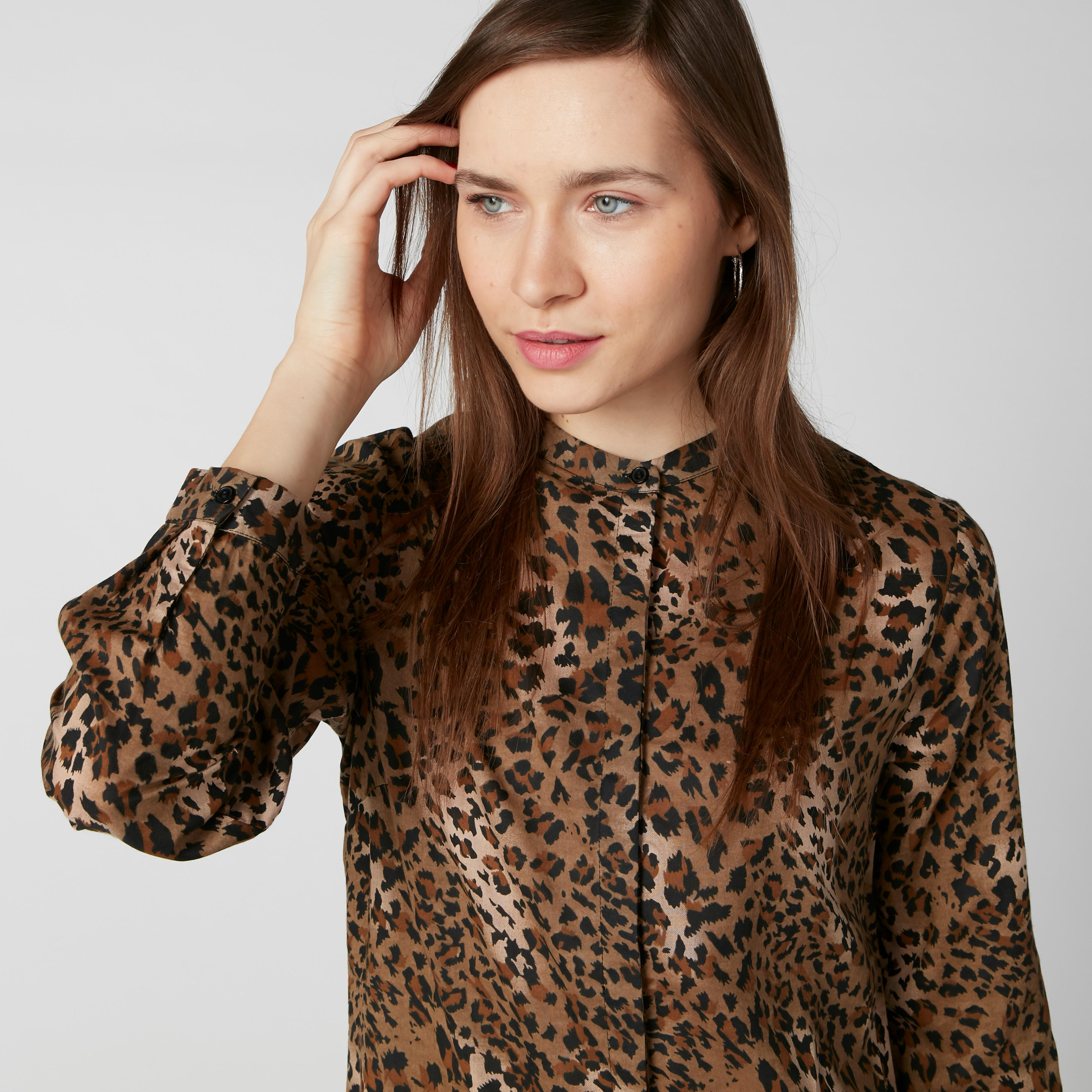 فستان قميص طويل بياقة ماندارين وأكمام طويلة وطبعات-women-clothing-dresses-image-4