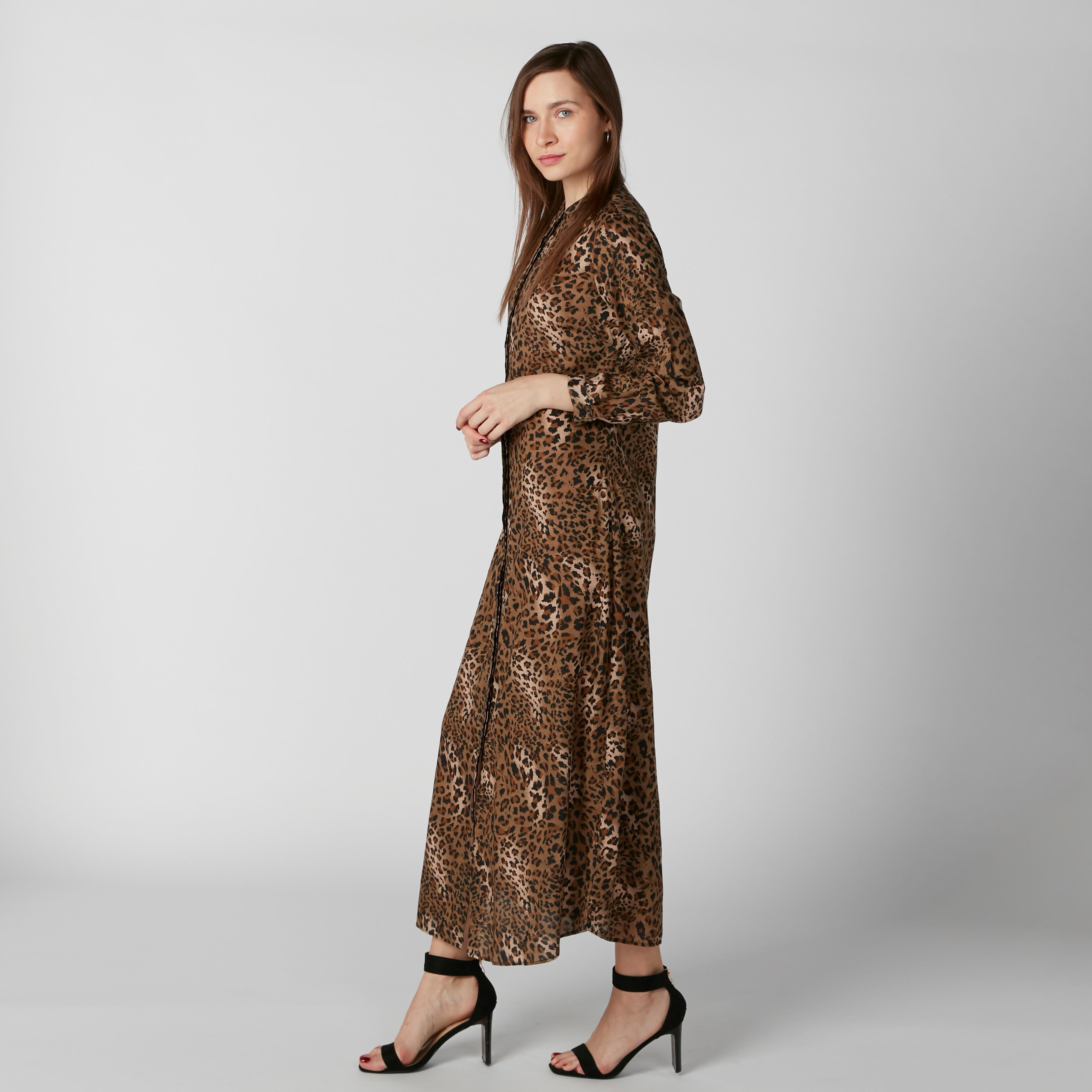 فستان قميص طويل بياقة ماندارين وأكمام طويلة وطبعات-women-clothing-dresses-image-5