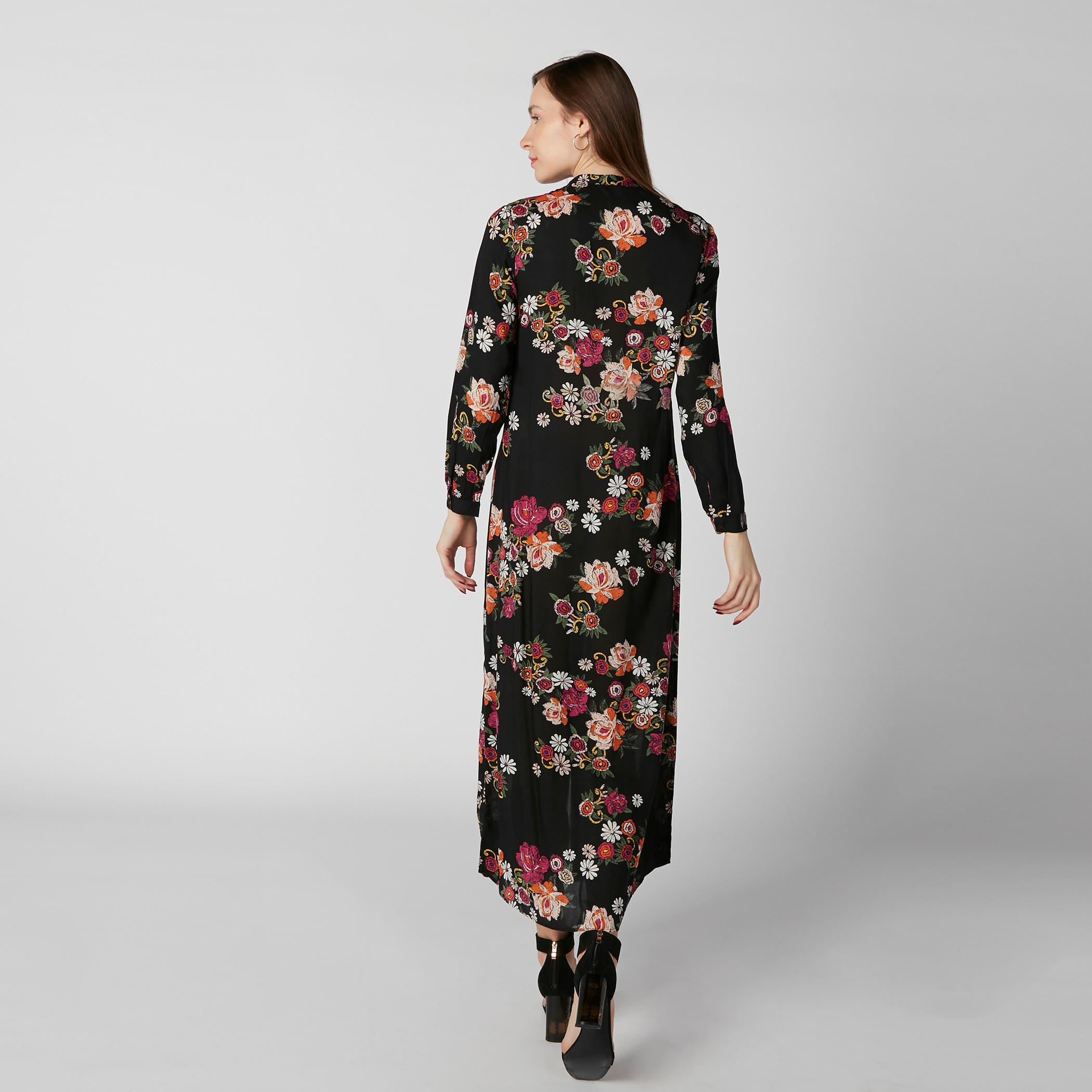 فستان قميص طويل بياقة ماندارين وأكمام طويلة وطبعات زهرية-women-clothing-dresses-image-2