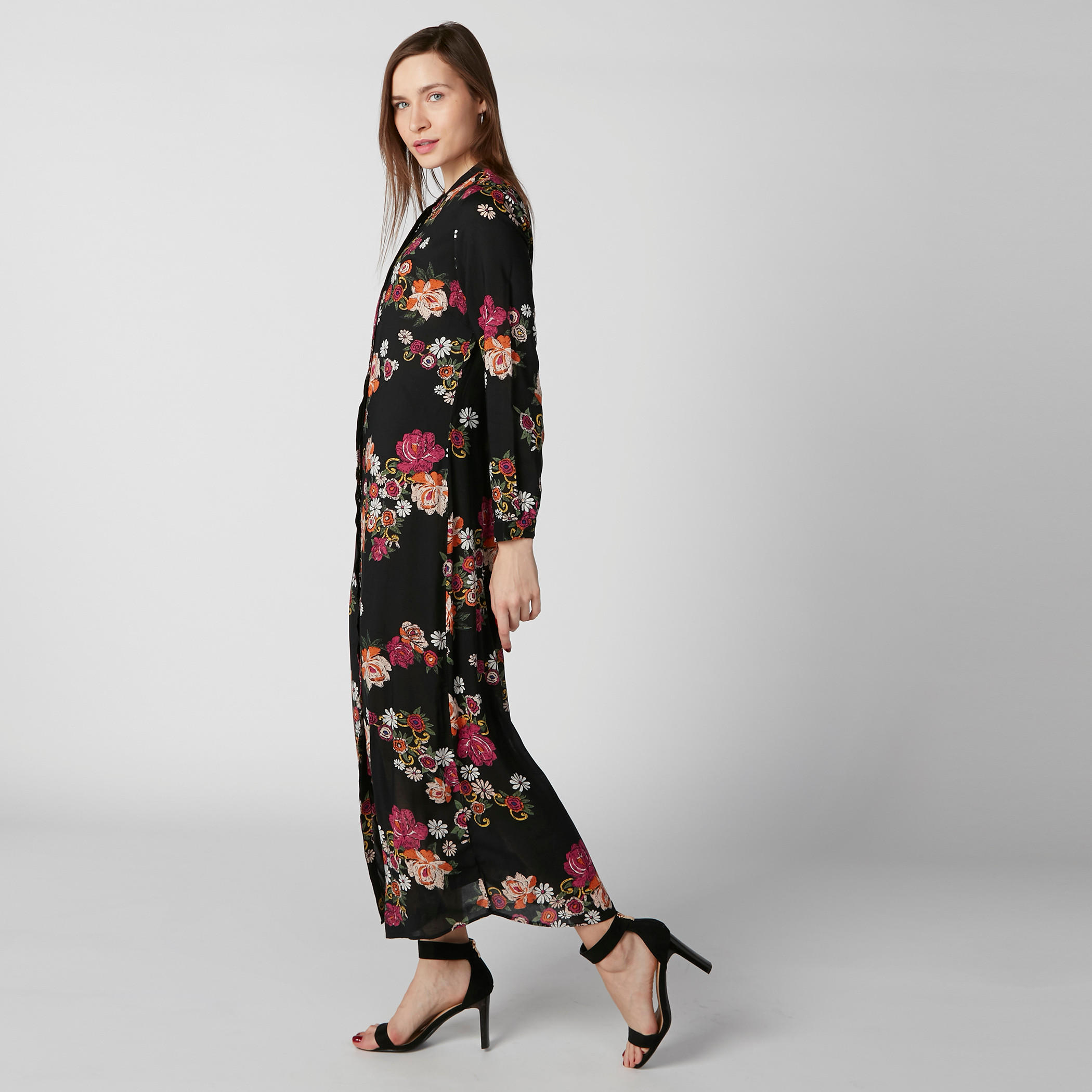 فستان قميص طويل بياقة ماندارين وأكمام طويلة وطبعات زهرية-women-clothing-dresses-image-4