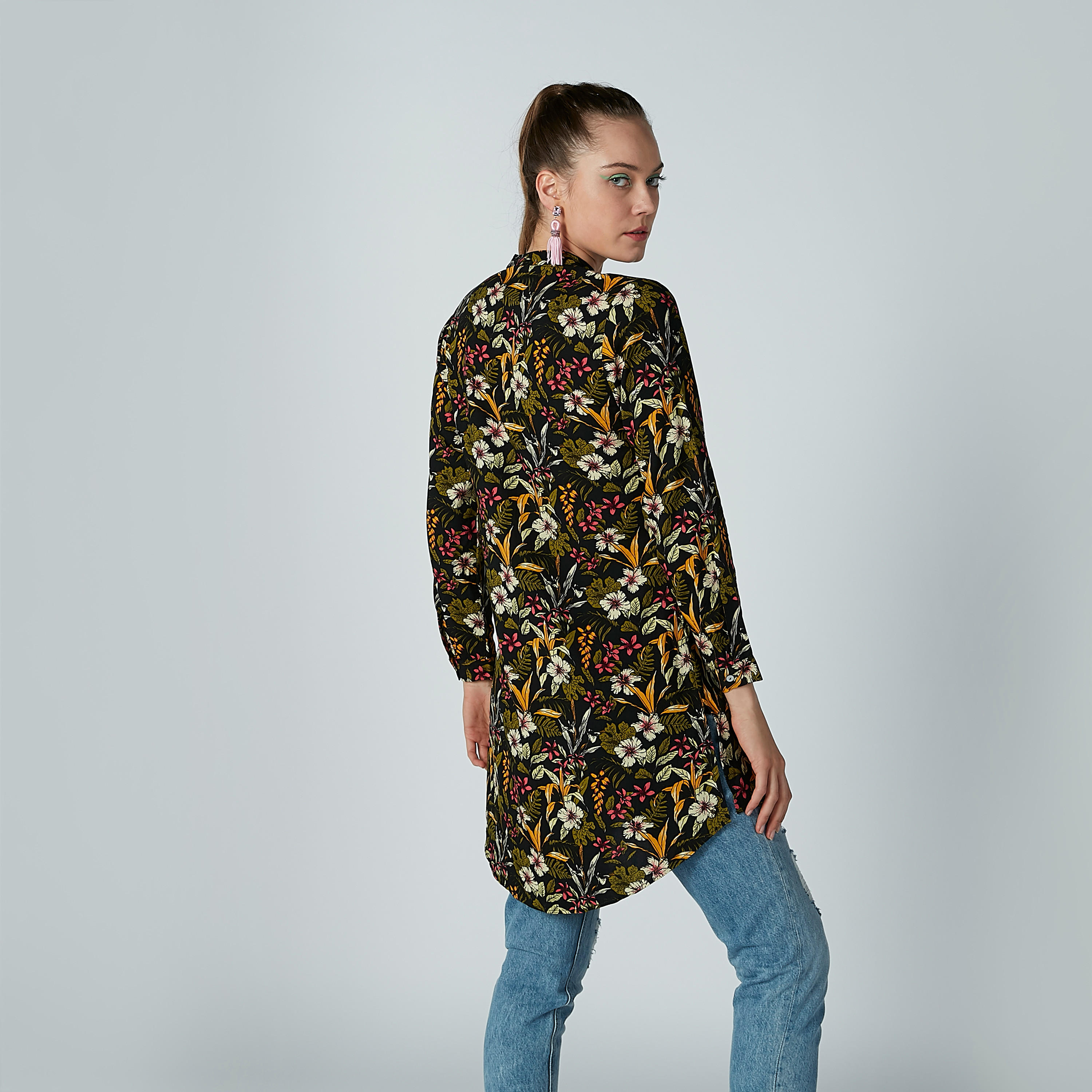 تونيك بياقة ماندارين وأكمام طويلة وطبعات زهرية-women-clothing-shirtsandblouses-blouses-image-4