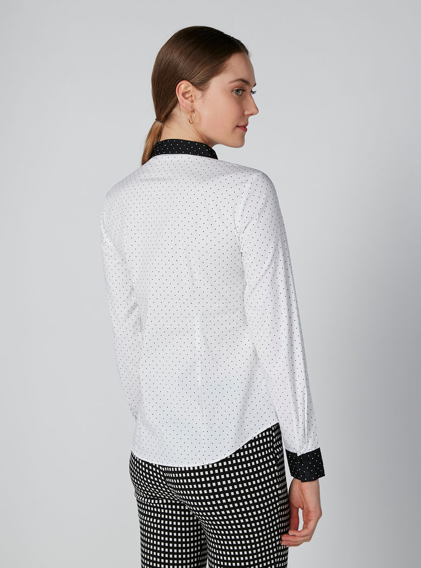 قميص رسمي بياقة ماندارين أكمام طويلة وطبعات منقّطة-women-clothing-shirtsandblouses-shirts-image-2