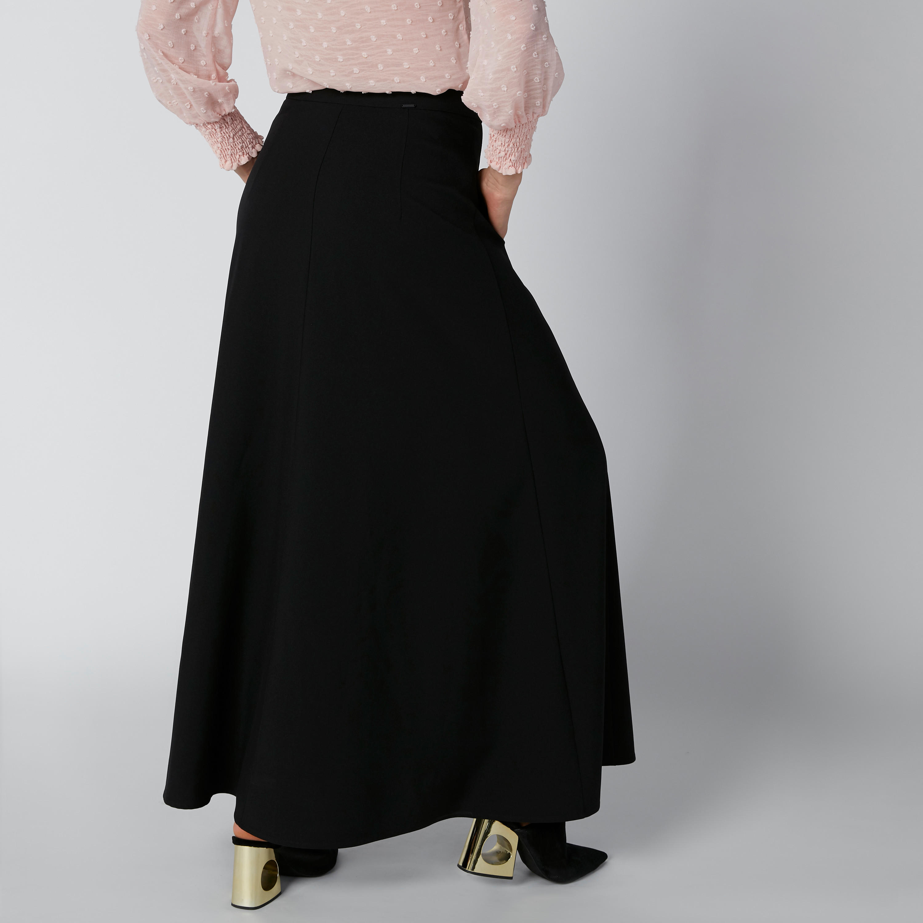 تنورة سادة طويلة إيه لاين بسحّاب إغلاق وجيوب-women-clothing-bottoms-skirts-image-2