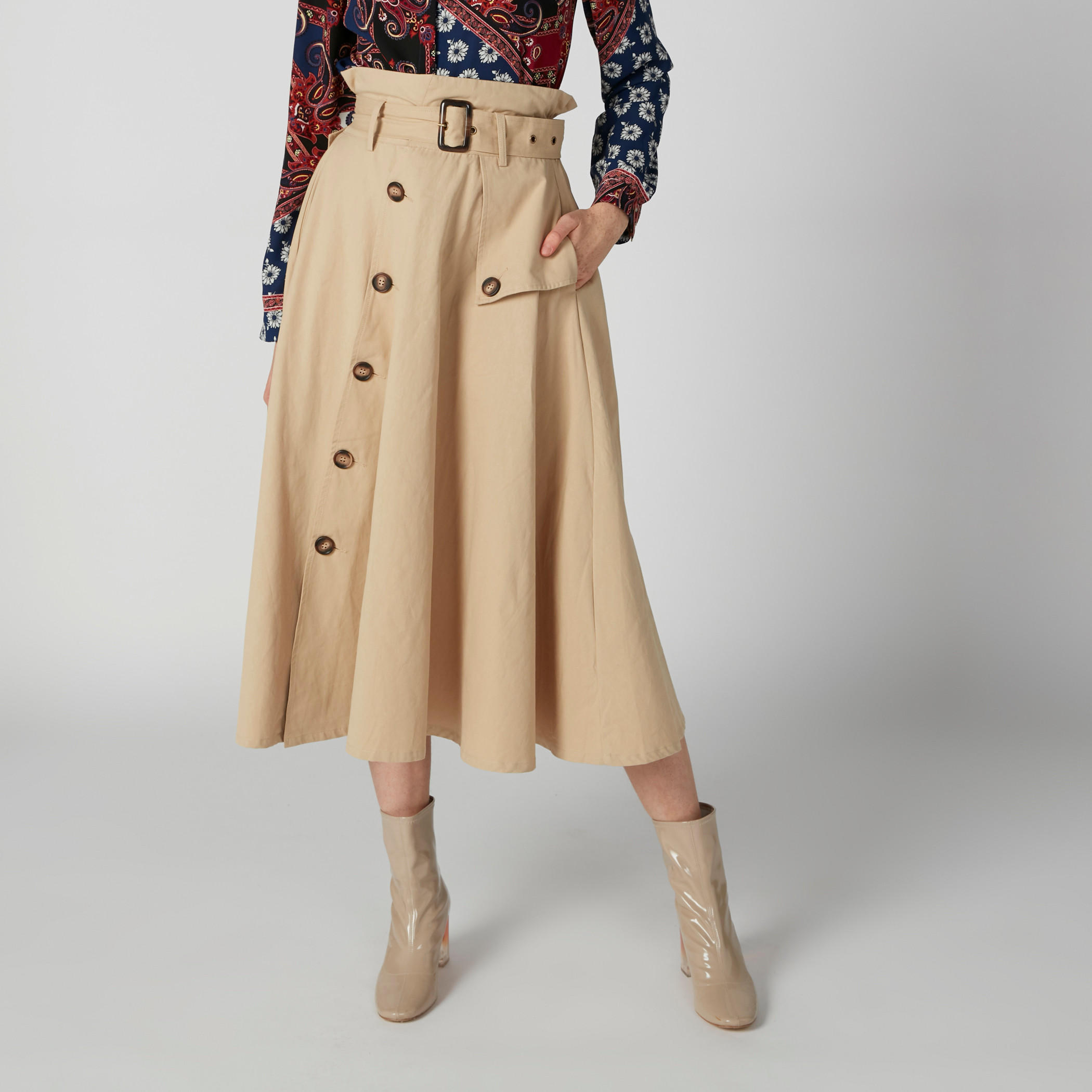Button and Pocket Detail Midi Skirt-women-clothing-bottoms-skirts-image-1