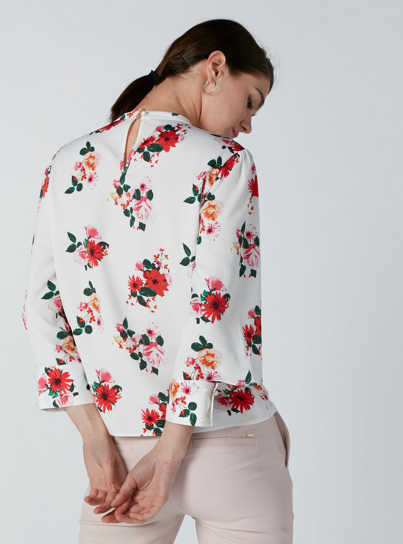بلوزة بياقة ماندارين وتفاصيل كشكش وطبعات أزهار-women-clothing-shirtsandblouses-blouses-image-2