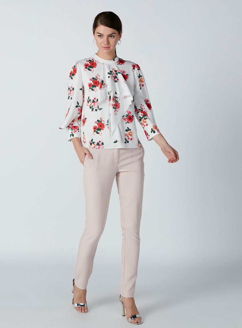بلوزة بياقة ماندارين وتفاصيل كشكش وطبعات أزهار-women-clothing-shirtsandblouses-blouses-image-3