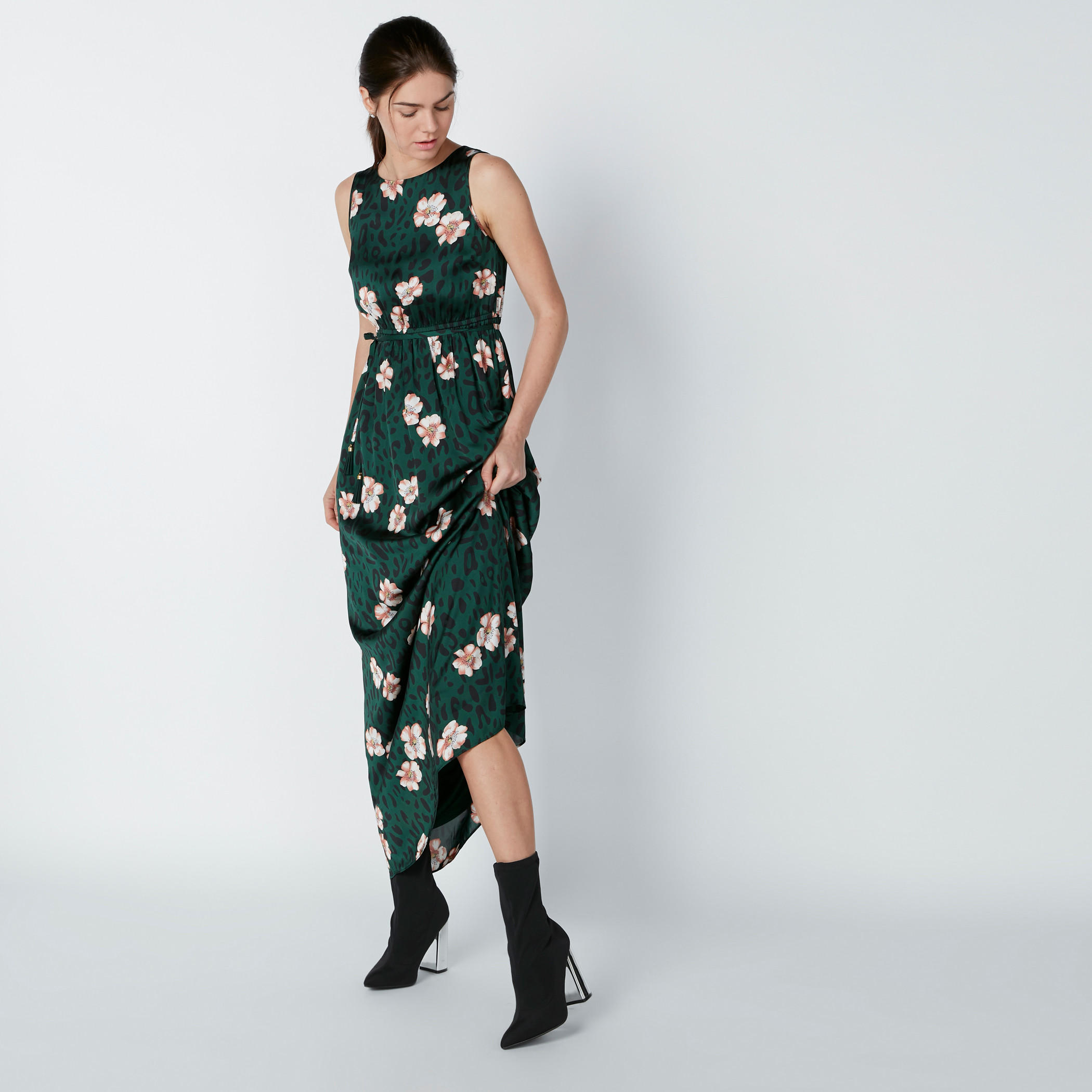 فستان إيه لاين طويل دون أكمام بأربطة وطبعات-women-clothing-dresses-image-4