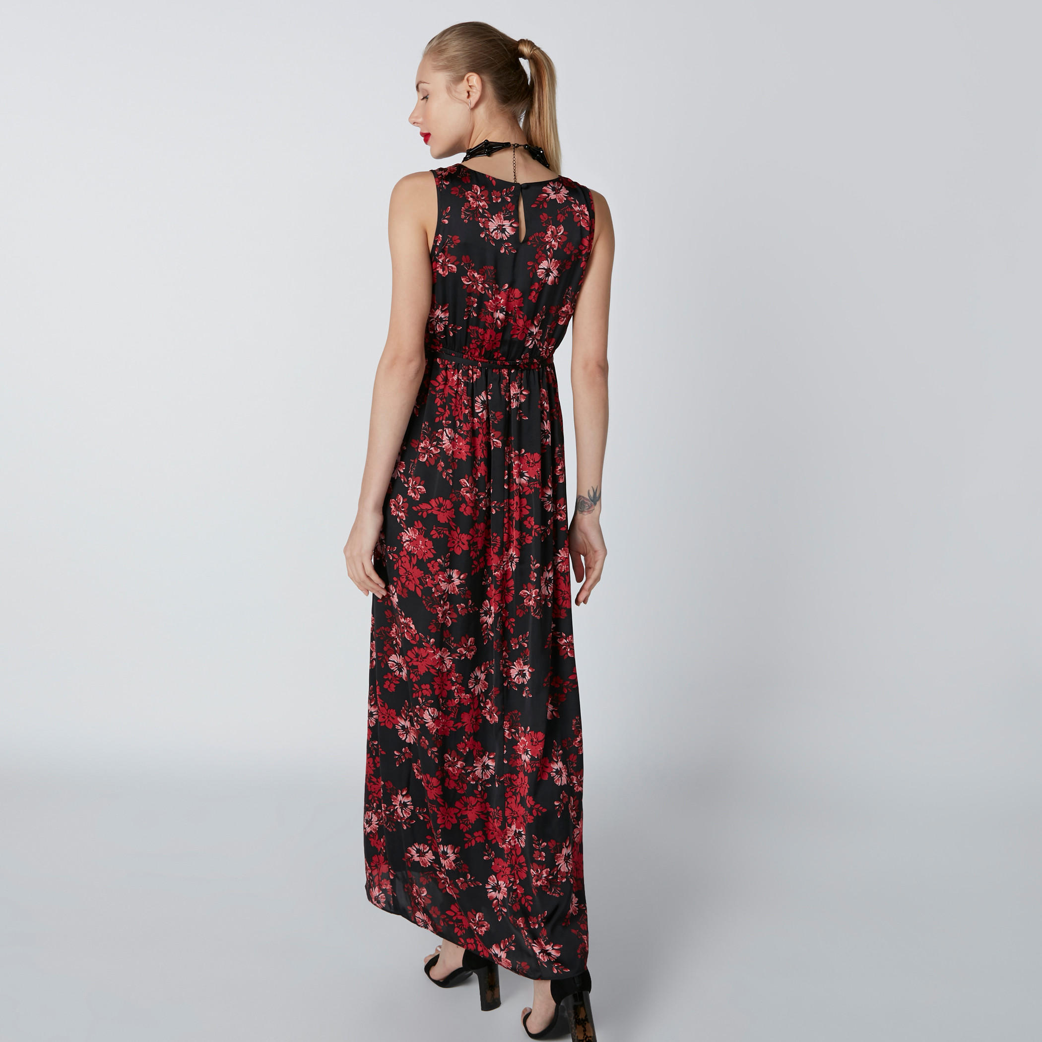 فستان طويل دون أكمام بأربطة وطبعات أزهار-women-clothing-dresses-image-2