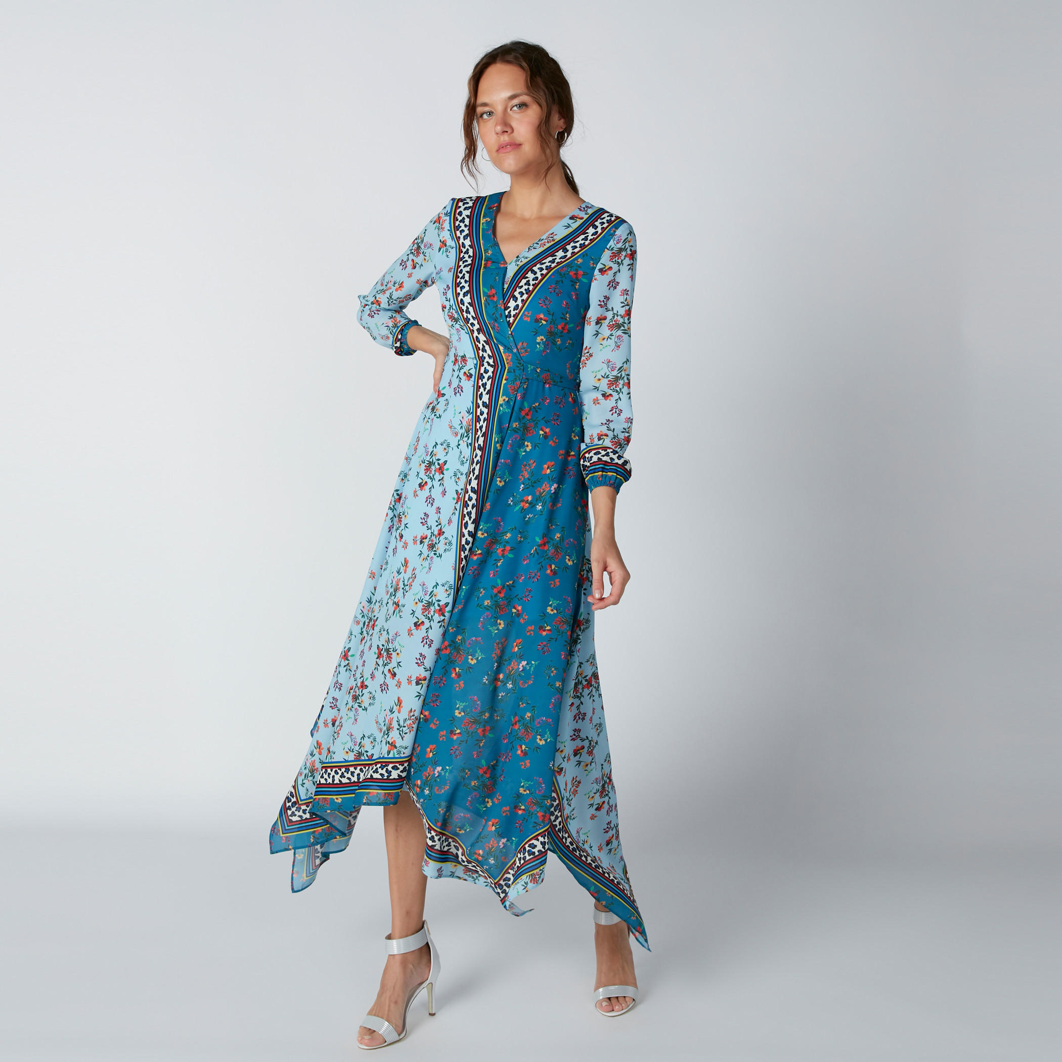 فستان بأكمام 3/4 وحوّاف غير مستوية وطبعات أزهار-women-clothing-dresses-image-3