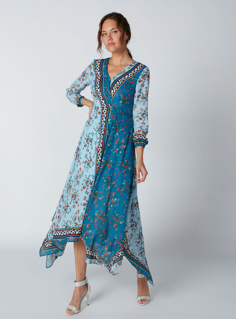 فستان بأكمام 3/4 وحوّاف غير مستوية وطبعات أزهار-women-clothing-dresses-image-3