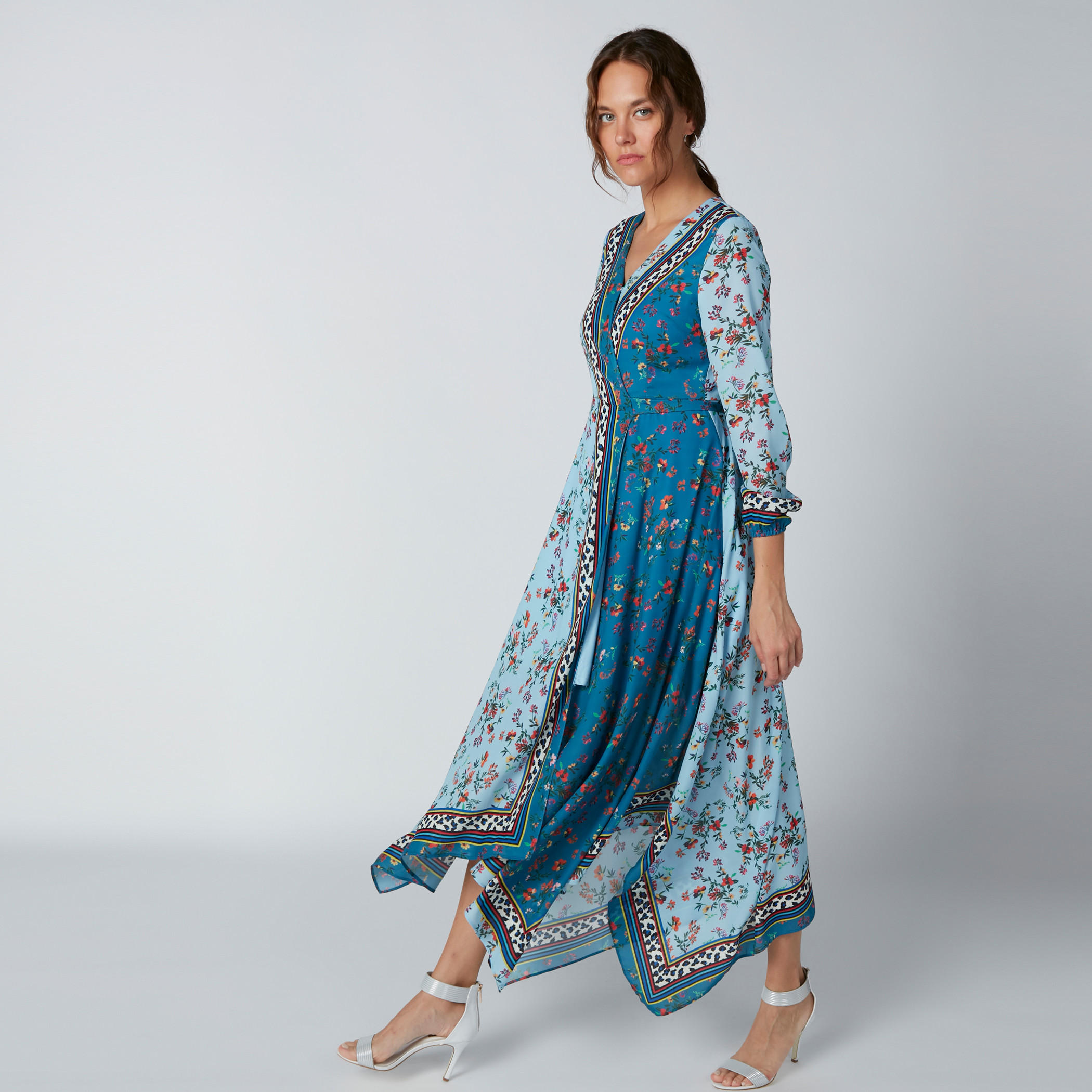 فستان بأكمام 3/4 وحوّاف غير مستوية وطبعات أزهار-women-clothing-dresses-image-4