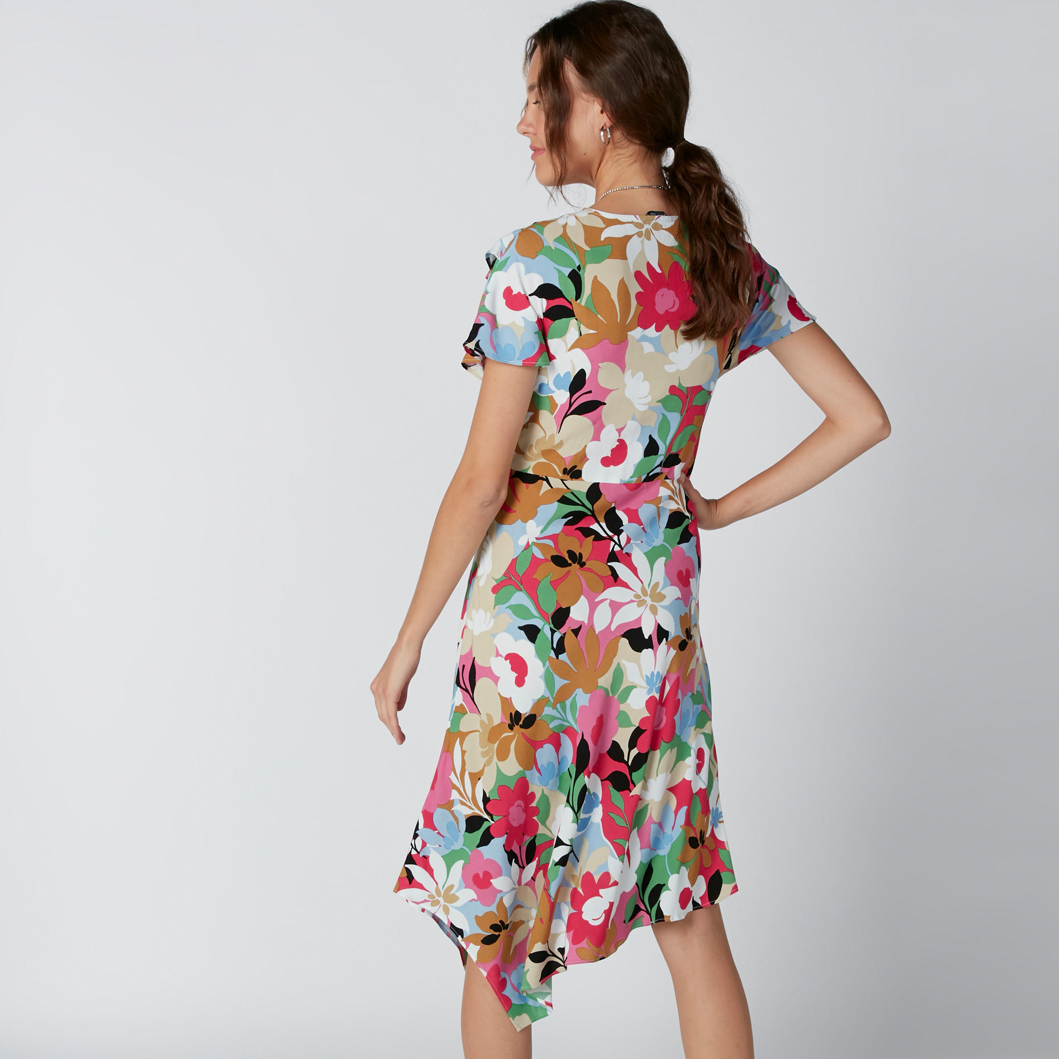 Floral Printed Midi Dress with V-Neck and Asymmetric Hem-women-clothing-dresses-image-2