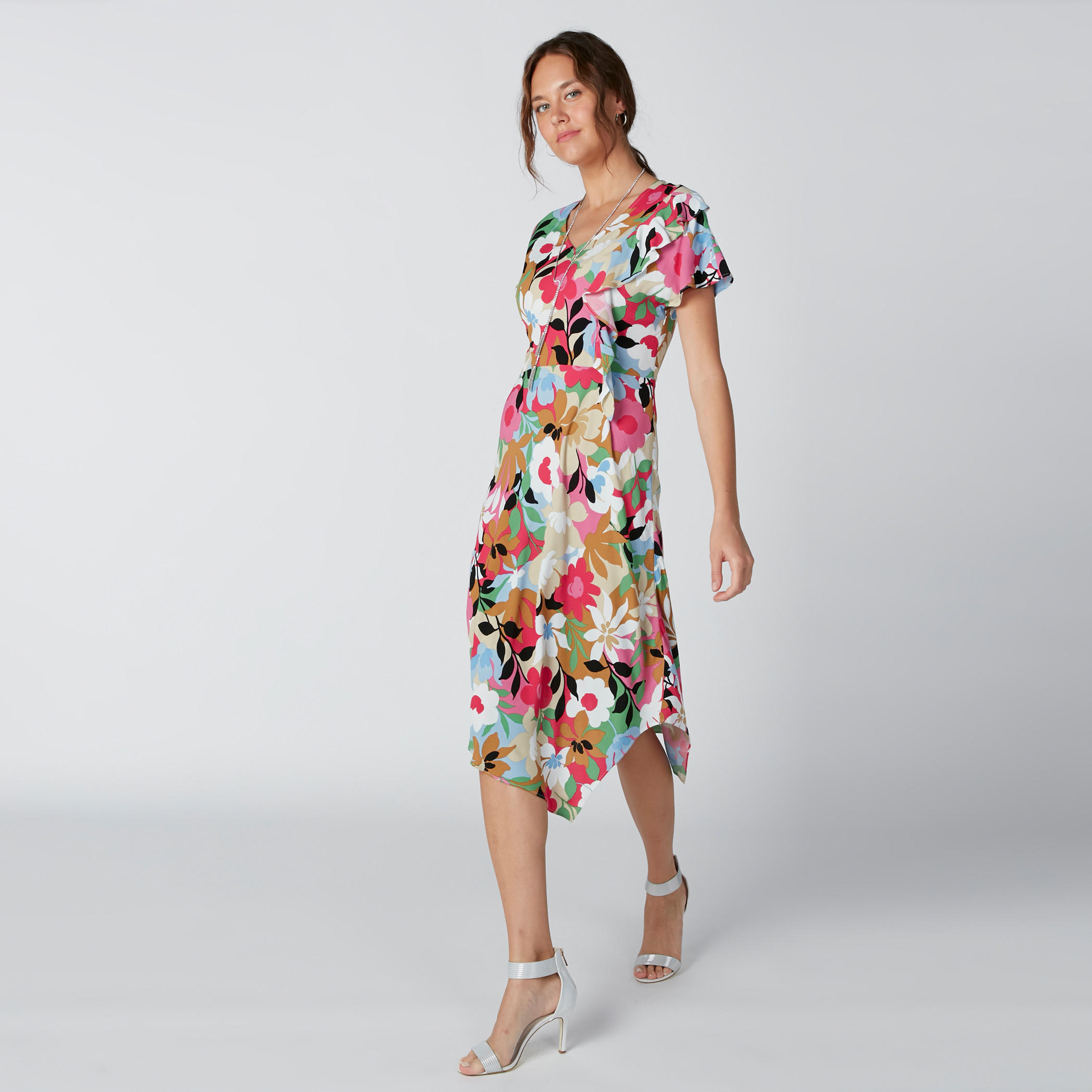 Floral Printed Midi Dress with V-Neck and Asymmetric Hem-women-clothing-dresses-image-3