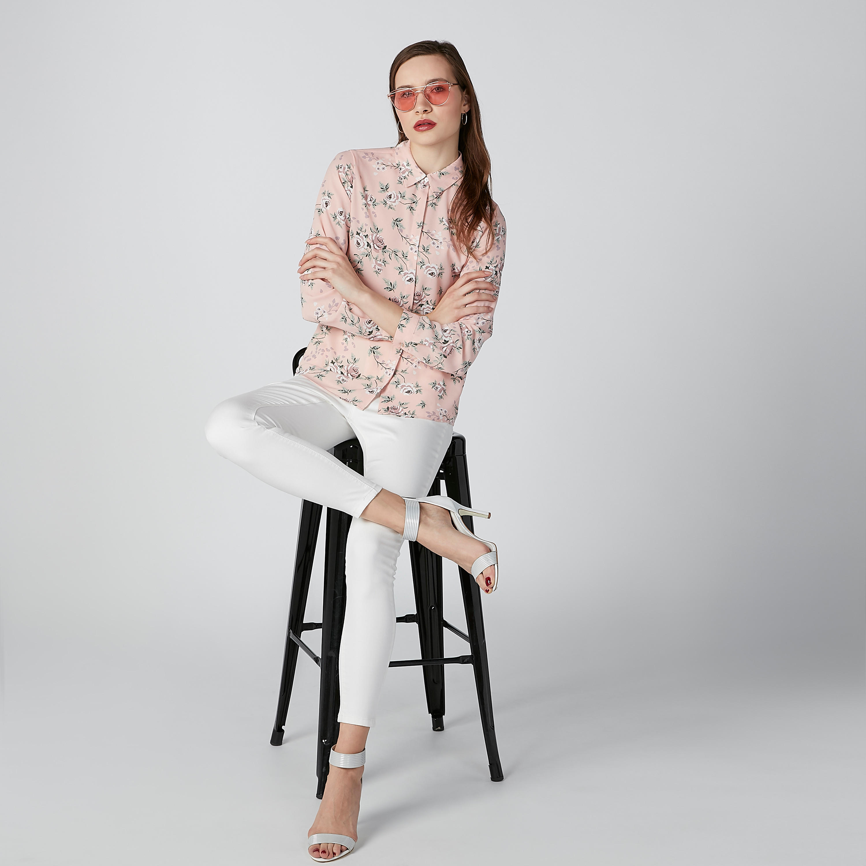 Floral Printed Shirt with Long Sleeves and Complete Placket-women-clothing-shirtsandblouses-shirts-image-1