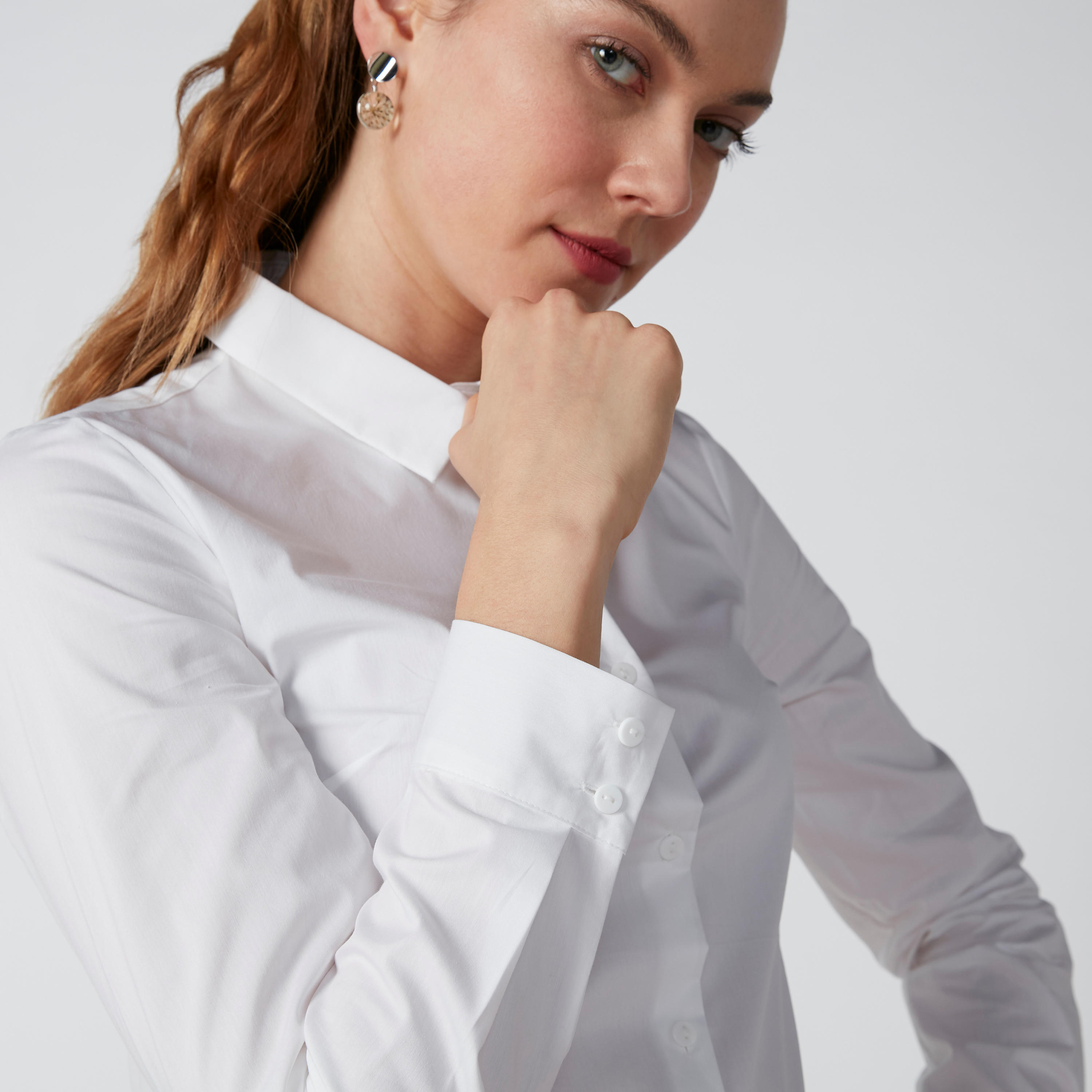 Plain Long Sleeves Collared Shirt with Complete Placket-women-clothing-shirtsandblouses-shirts-image-5