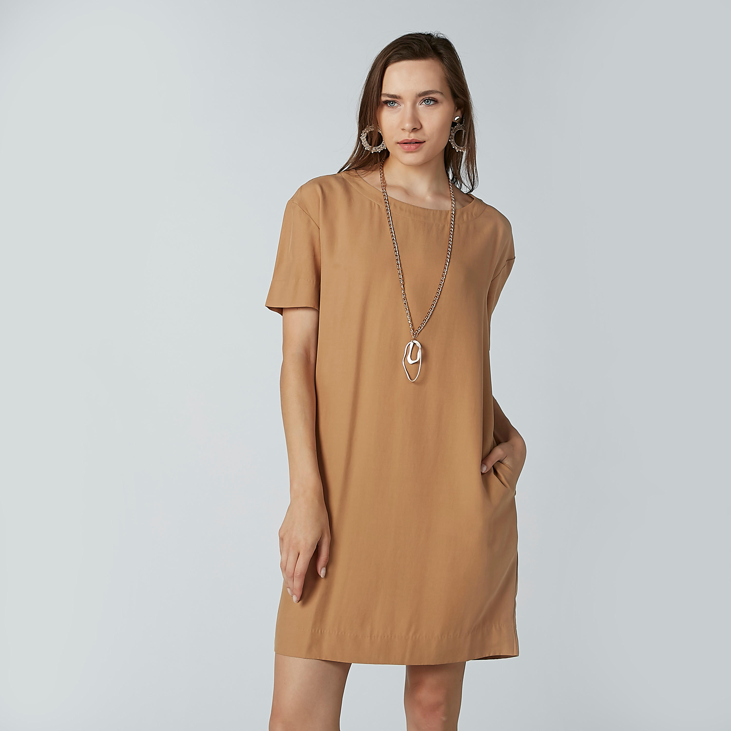 تونيك سادة بأكمام قصيرة وجيوب-women-clothing-shirtsandblouses-blouses-image-5