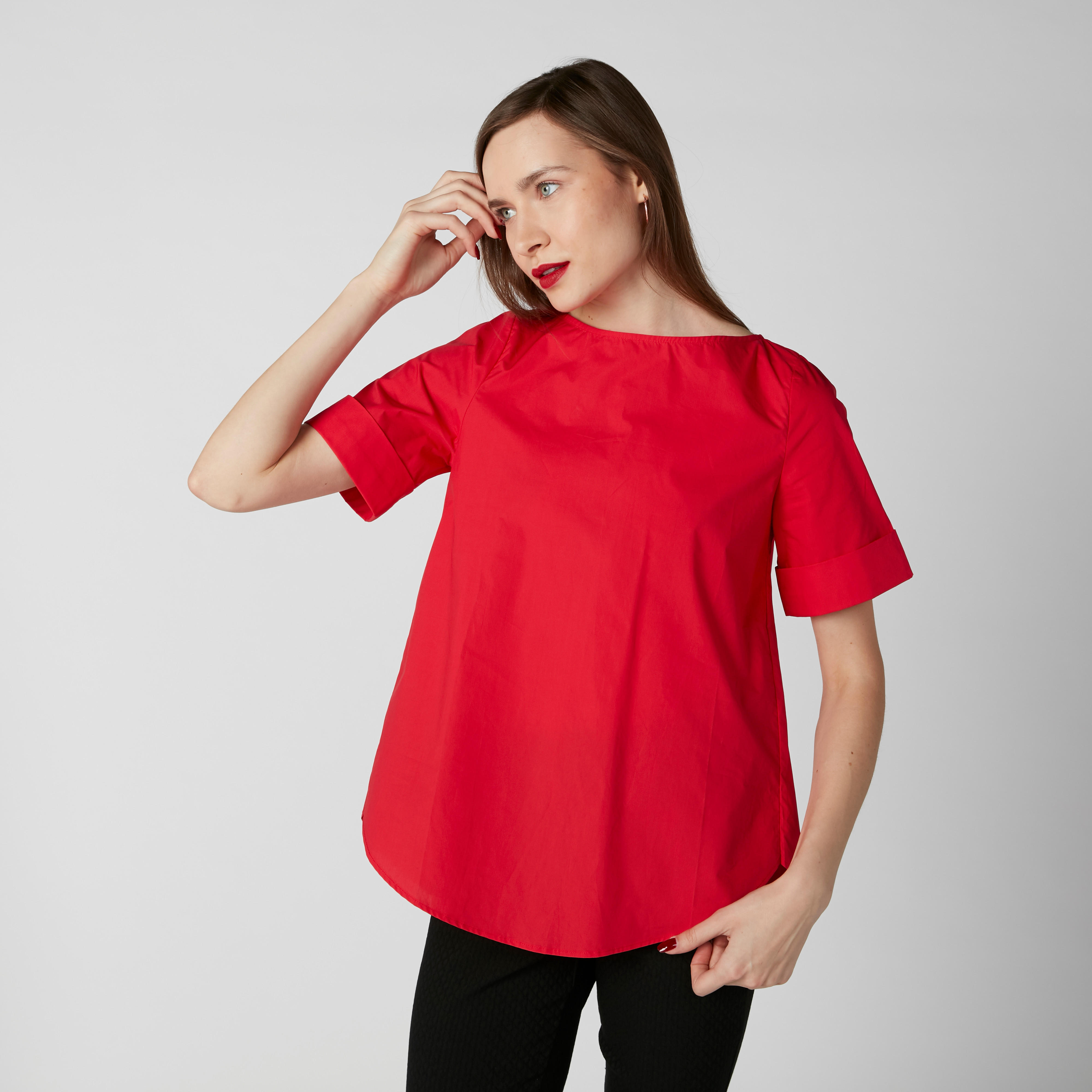بلوزة بقصّة عادية وياقة قارب وأكمام قصيرة-women-clothing-shirtsandblouses-blouses-image-9