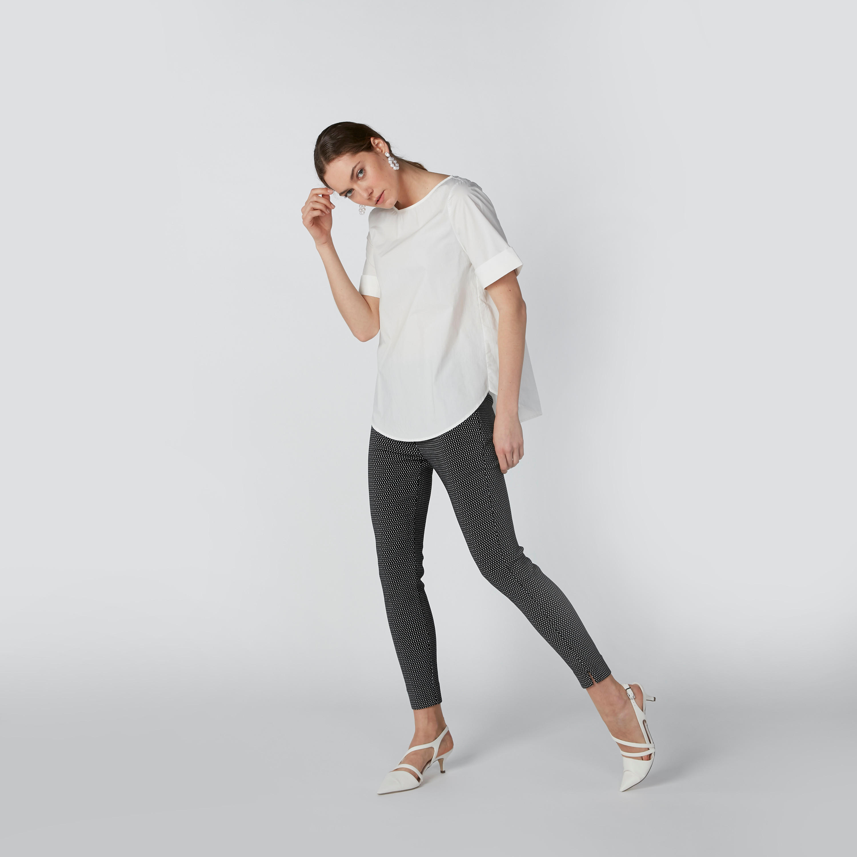 Plain Top with Boat Neck and Short Sleeves-women-clothing-shirtsandblouses-blouses-image-1