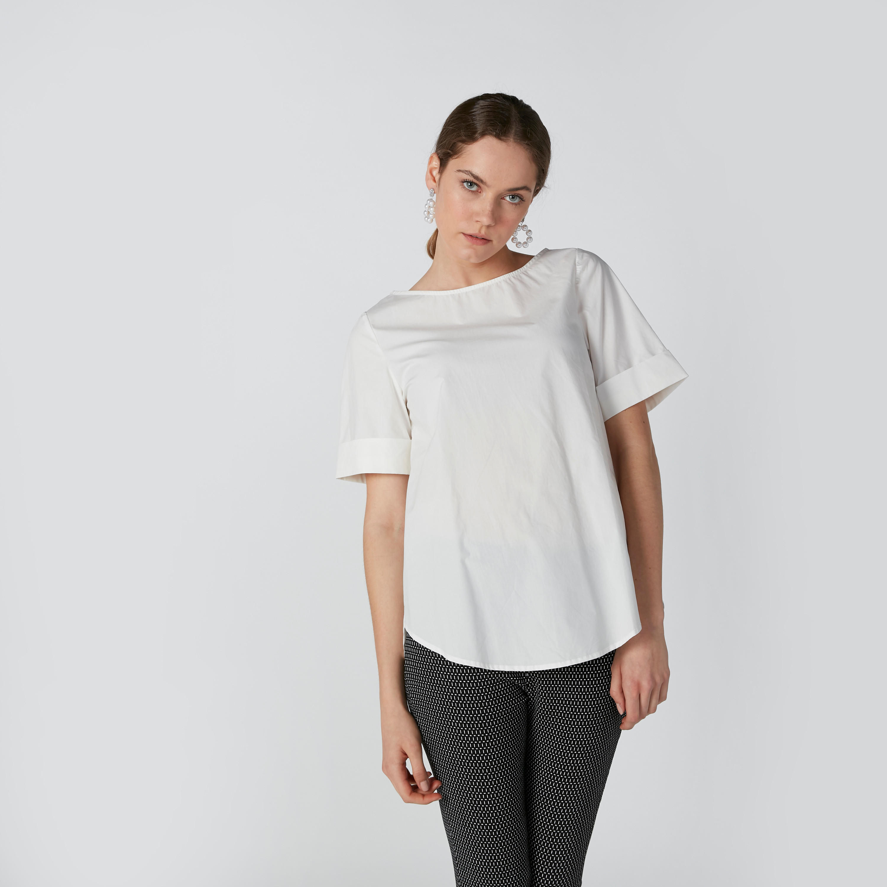Plain Top with Boat Neck and Short Sleeves-women-clothing-shirtsandblouses-blouses-image-2