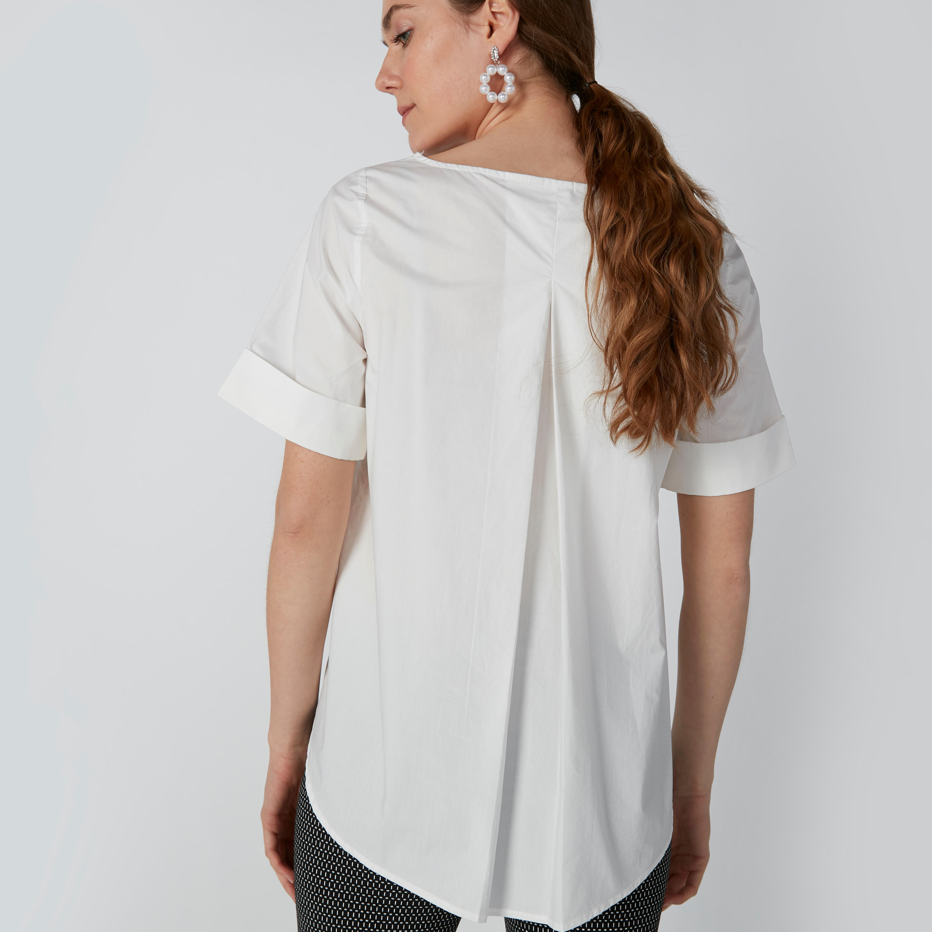 Plain Top with Boat Neck and Short Sleeves-women-clothing-shirtsandblouses-blouses-image-3