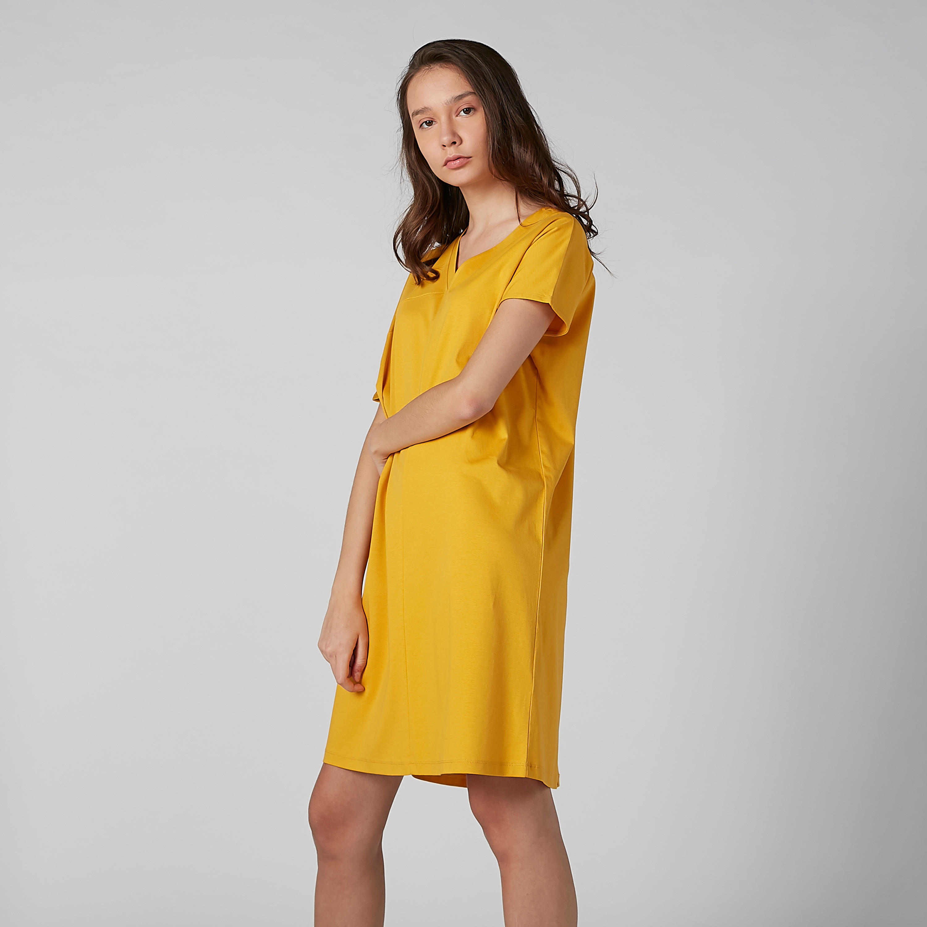 Solid Tunic with V-neck and Short Sleeves-women-clothing-shirtsandblouses-blouses-image-3