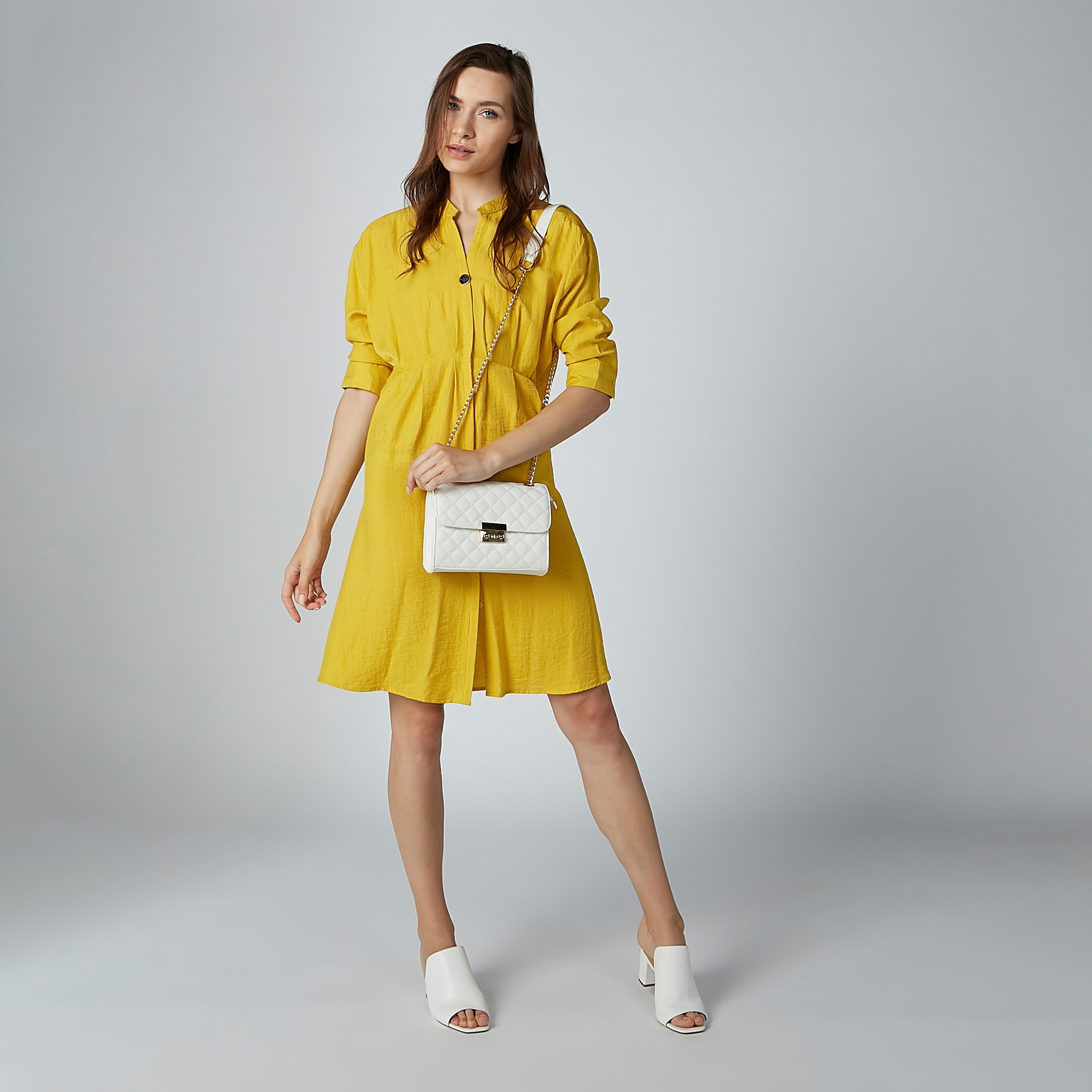 تونيك بارز الملمس بياقة ماندارين وأكمام 3/4-women-clothing-shirtsandblouses-blouses-image-1