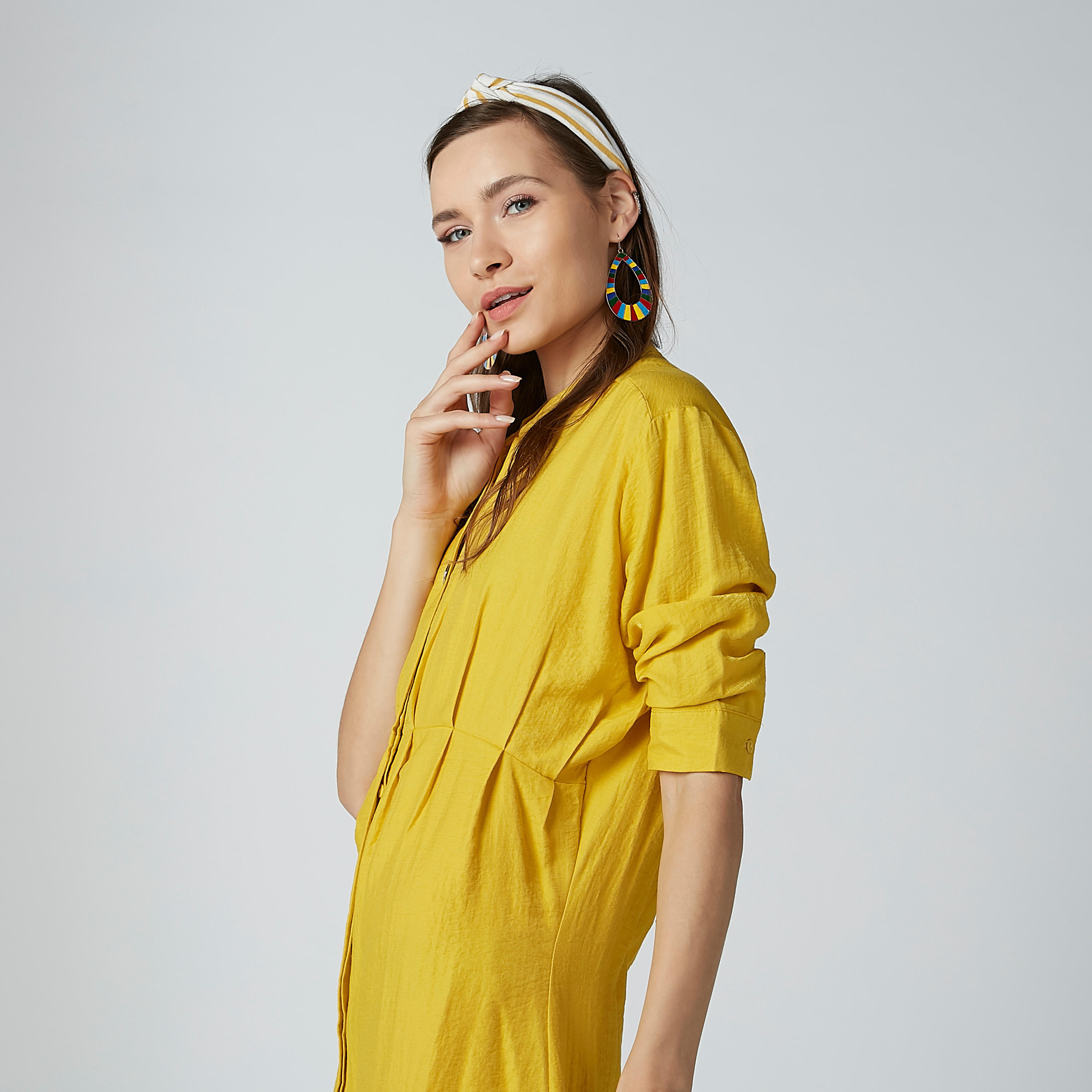 تونيك بارز الملمس بياقة ماندارين وأكمام 3/4-women-clothing-shirtsandblouses-blouses-image-2
