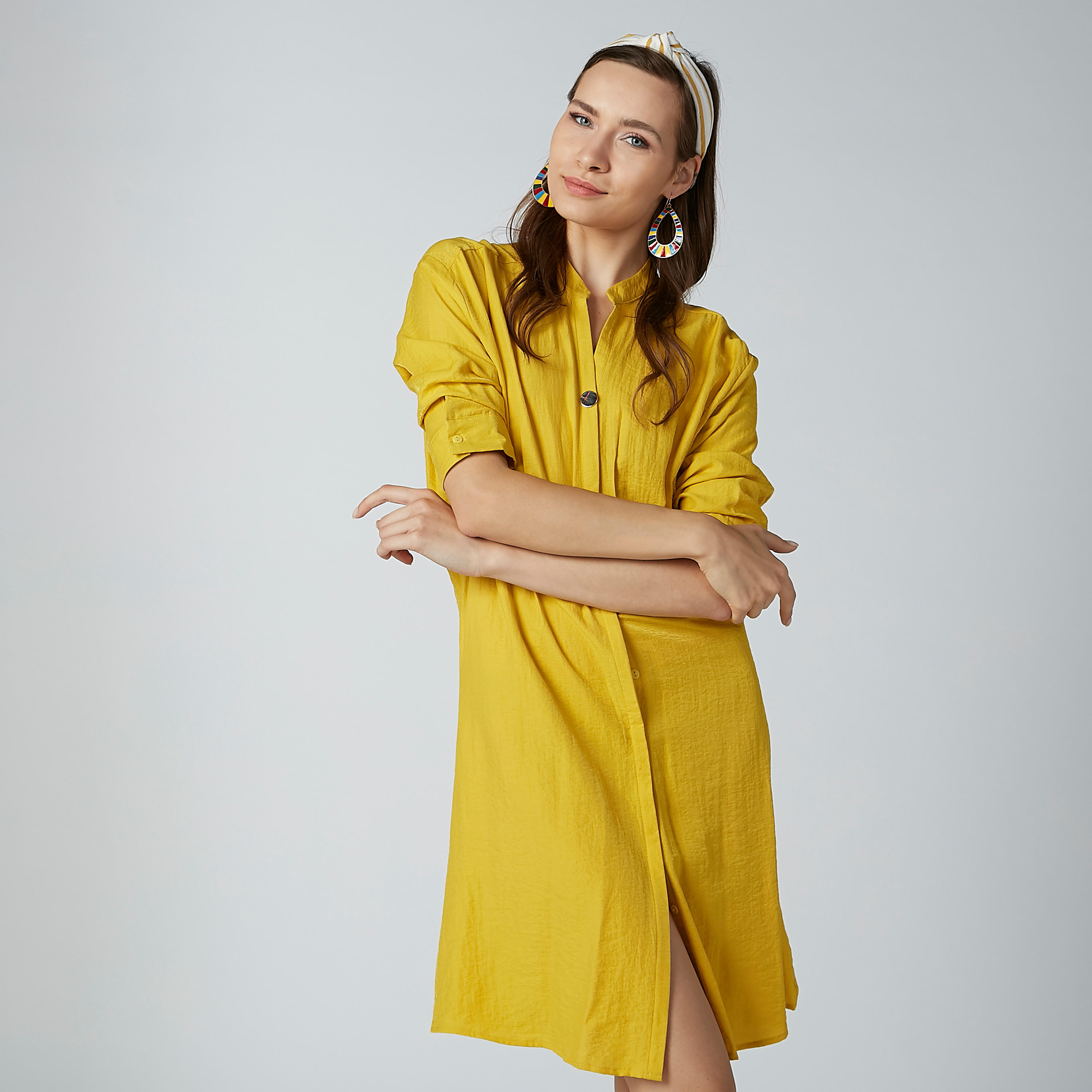 تونيك بارز الملمس بياقة ماندارين وأكمام 3/4-women-clothing-shirtsandblouses-blouses-image-6