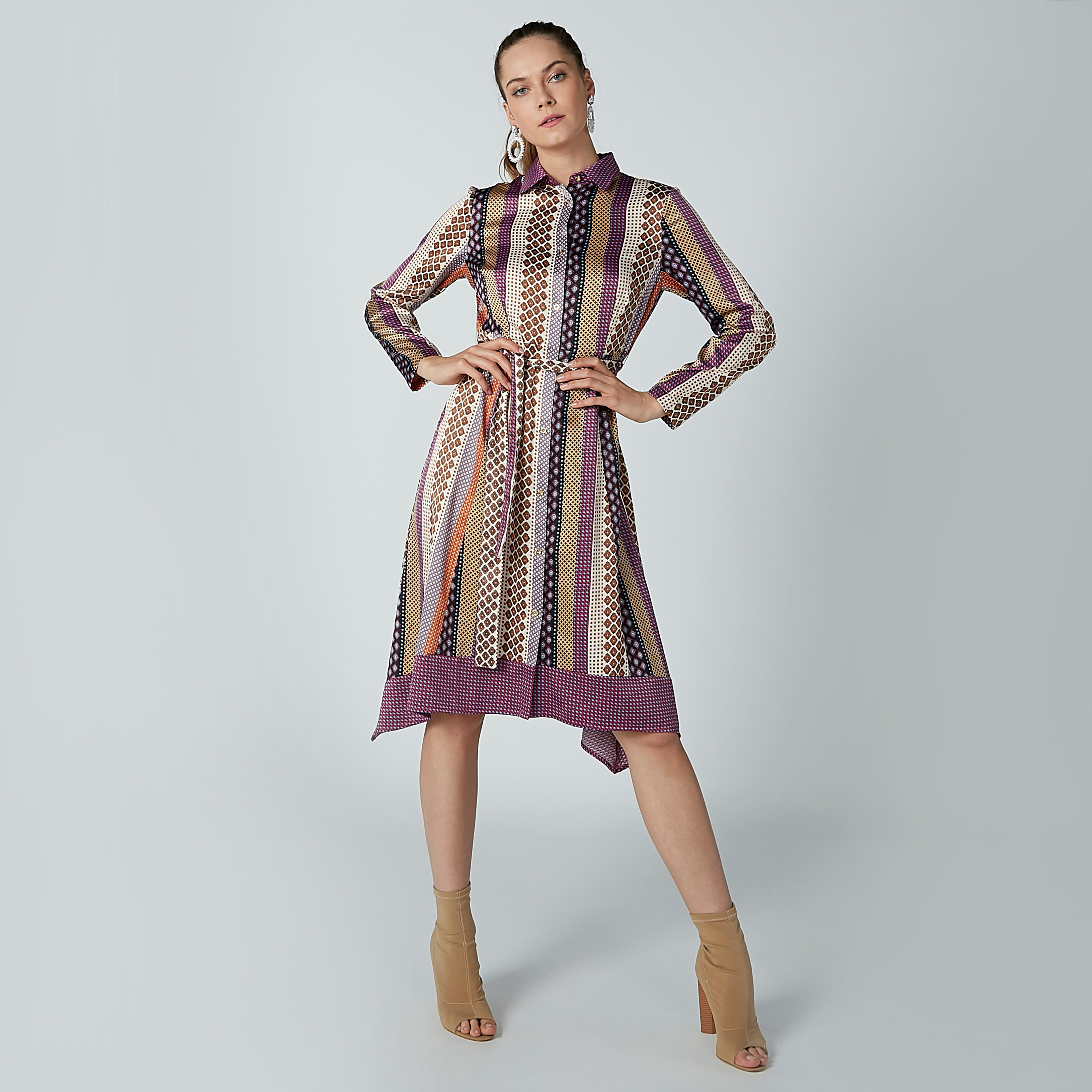 فستان قميص متوسط الطول بأكمام طويلة وأربطة وطبعات-women-clothing-dresses-image-2