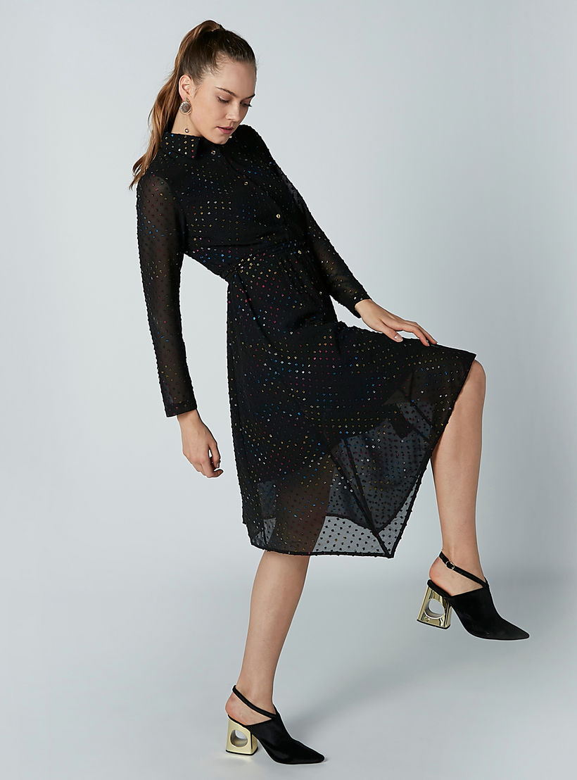 فستان قميص مزيّن متوسط الطول بأكمام طويلة-women-clothing-dresses-image-4