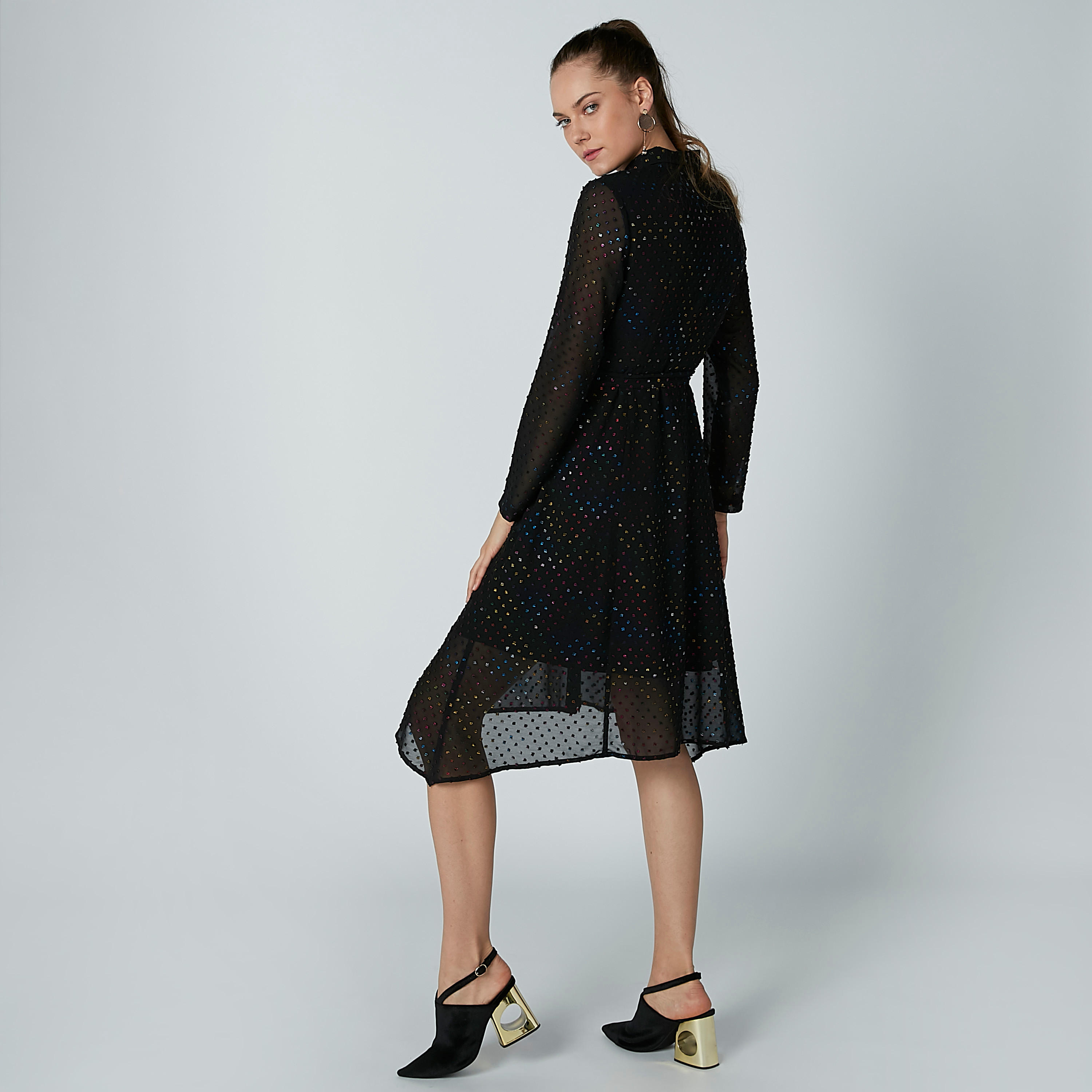 فستان قميص مزيّن متوسط الطول بأكمام طويلة-women-clothing-dresses-image-5