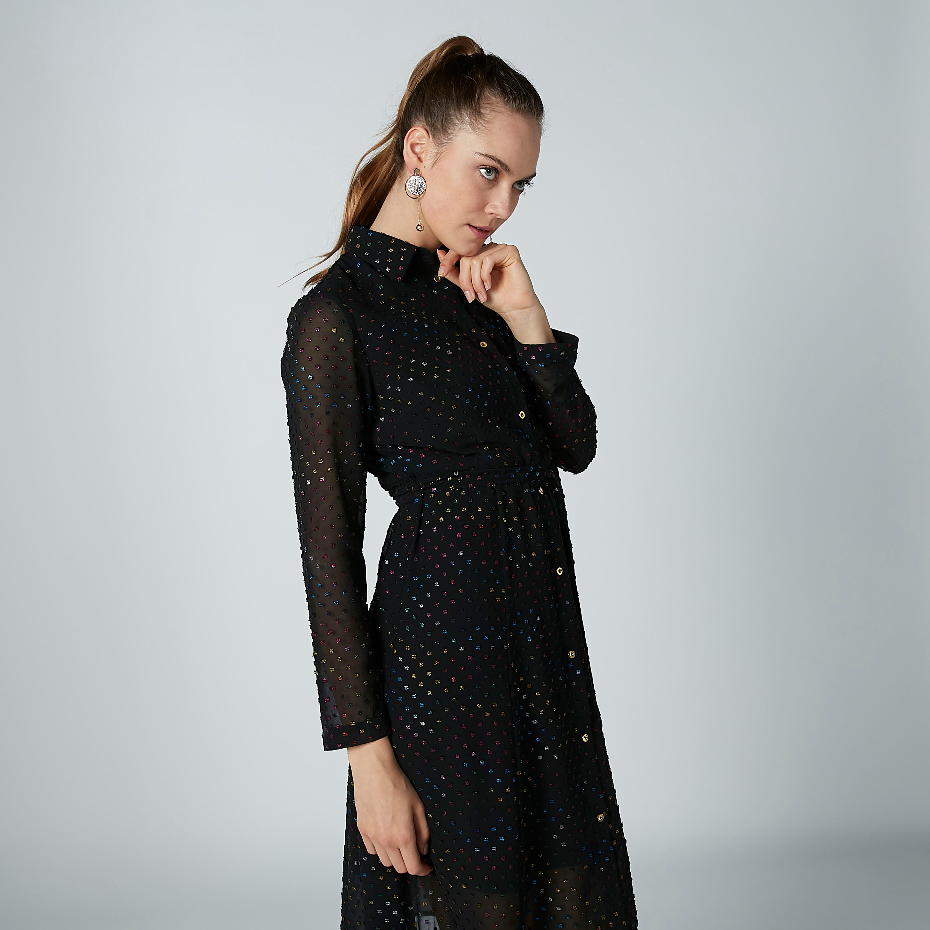 فستان قميص مزيّن متوسط الطول بأكمام طويلة-women-clothing-dresses-image-6