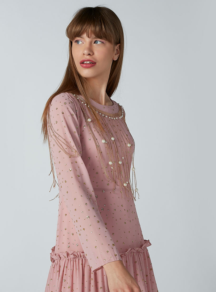 Embellished Maxi Dress with Long Sleeves and Ruffle Detail-women-clothing-dresses-image-1