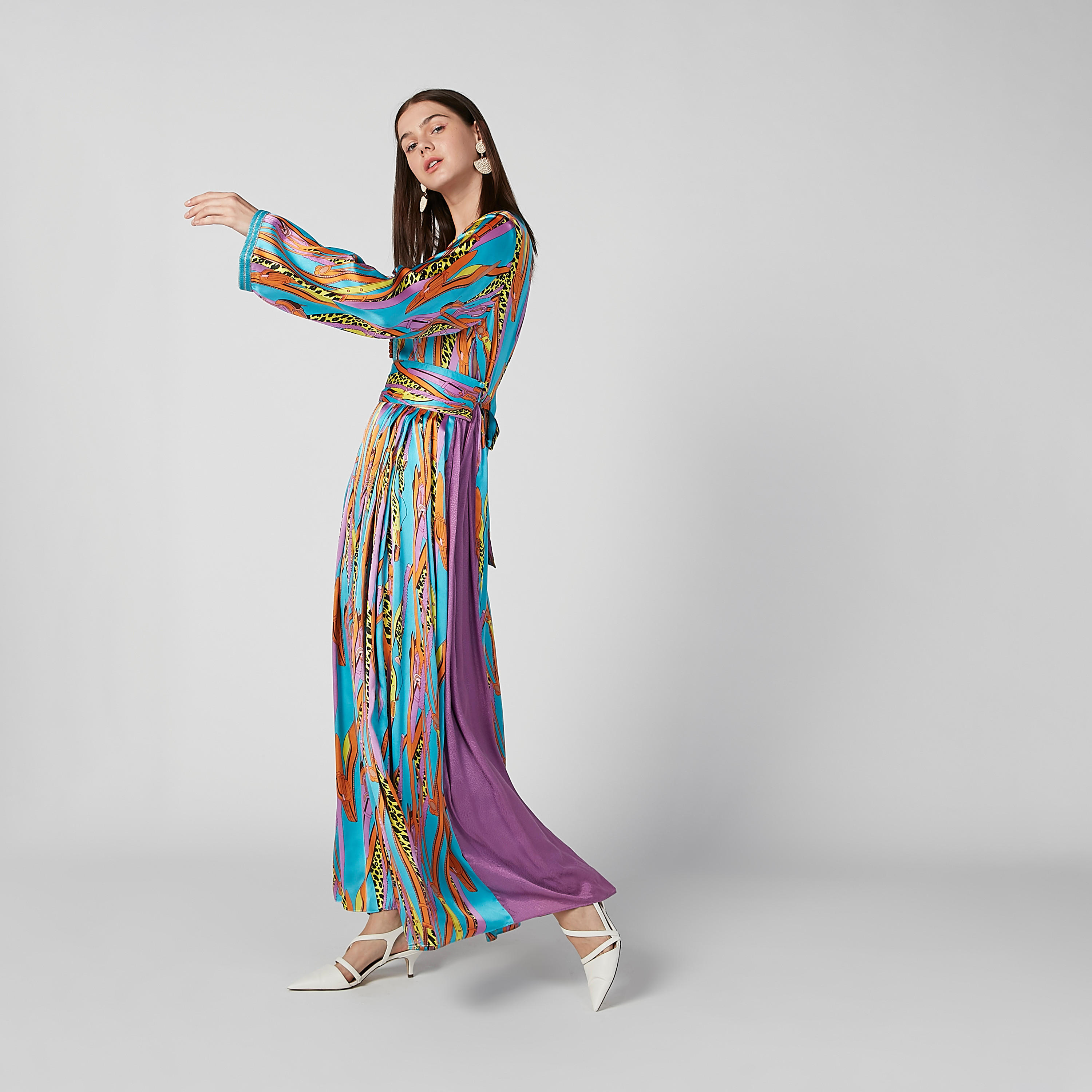 فستان إيه لاين طويل بأكمام طويلة ورباط خلفي وطبعات-women-clothing-dresses-image-7