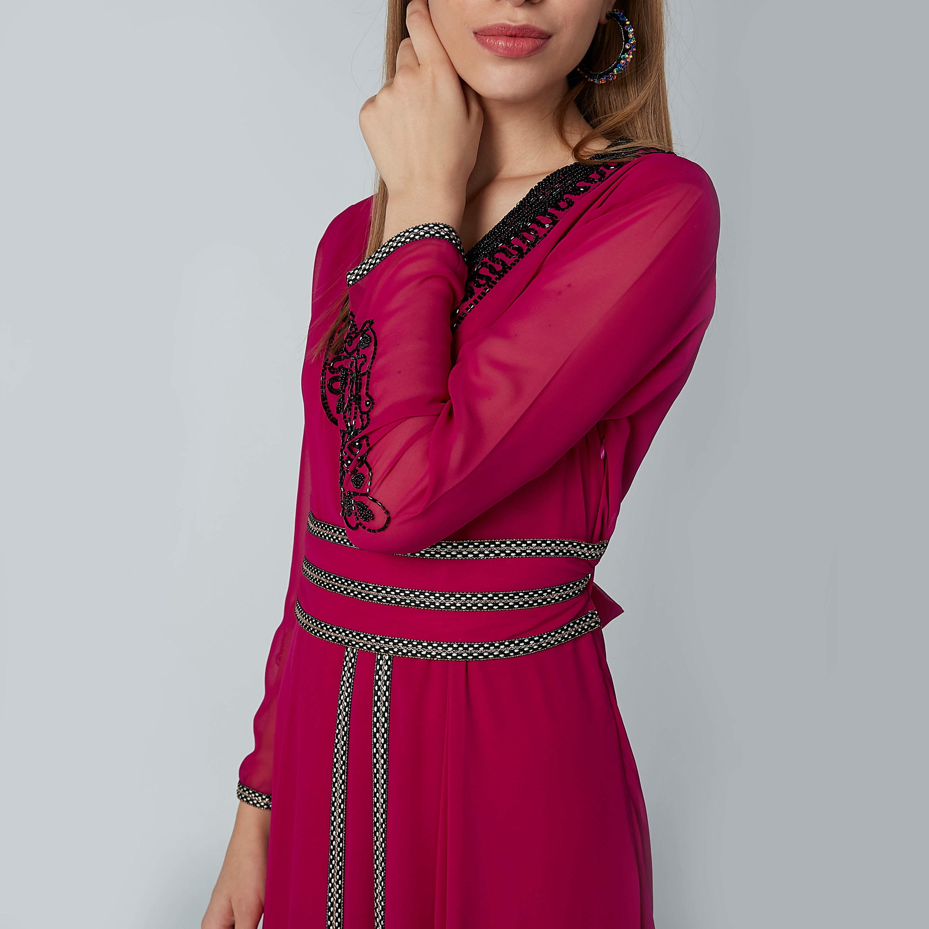 فستان إيه لاين طويل مطرّز بأكمام طويلة-women-clothing-dresses-image-2