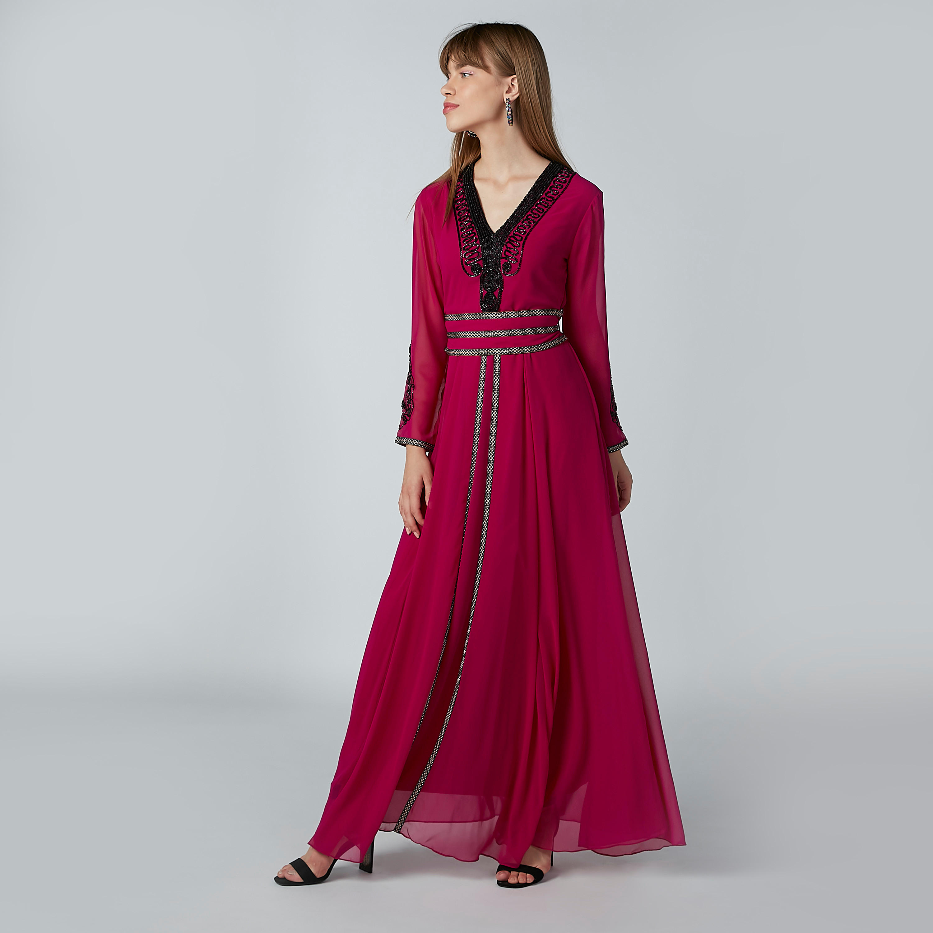 فستان إيه لاين طويل مطرّز بأكمام طويلة-women-clothing-dresses-image-3