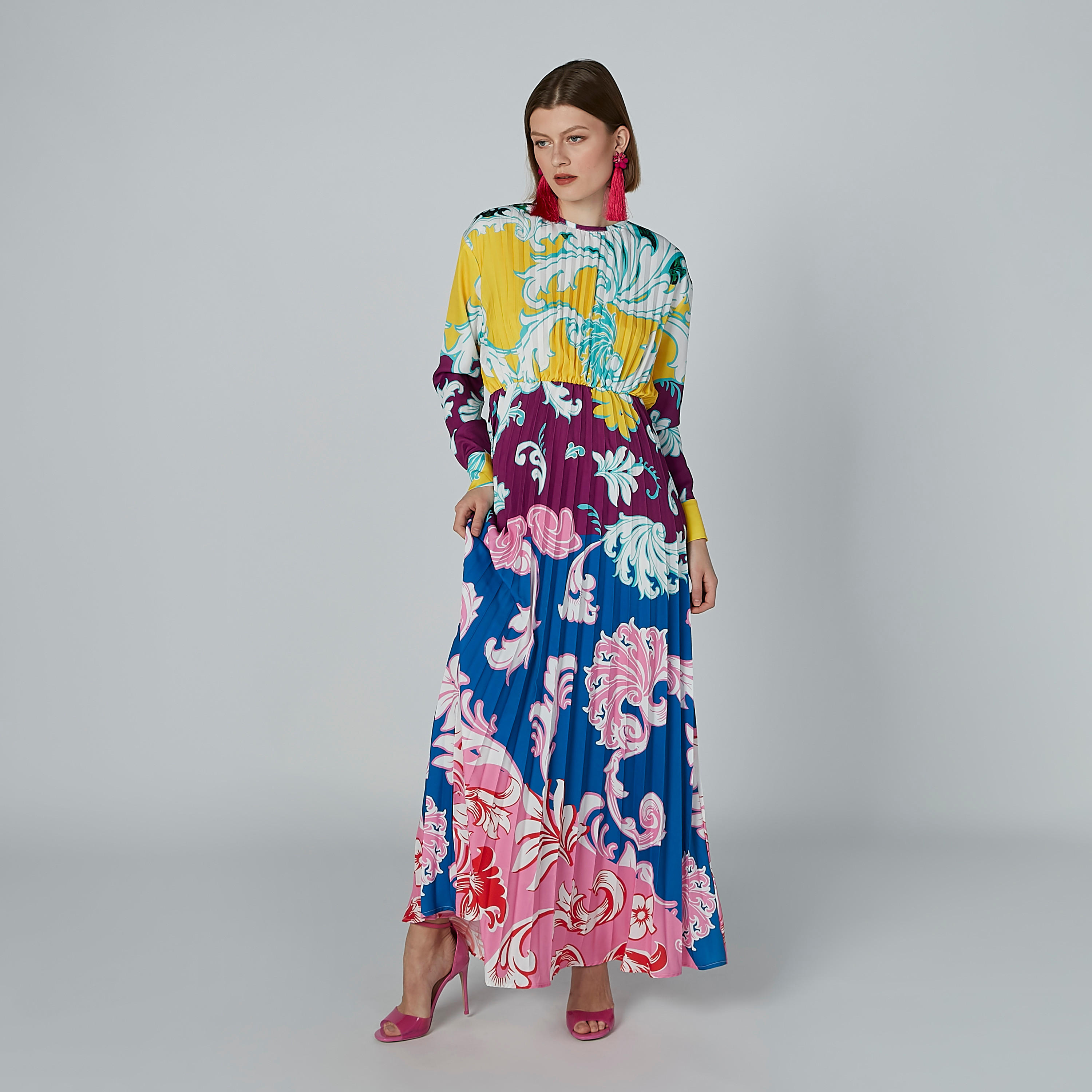 فستان طويل إيه لاين بياقة مستديرة وأكمام طويلة وطبعات-women-clothing-dresses-image-4