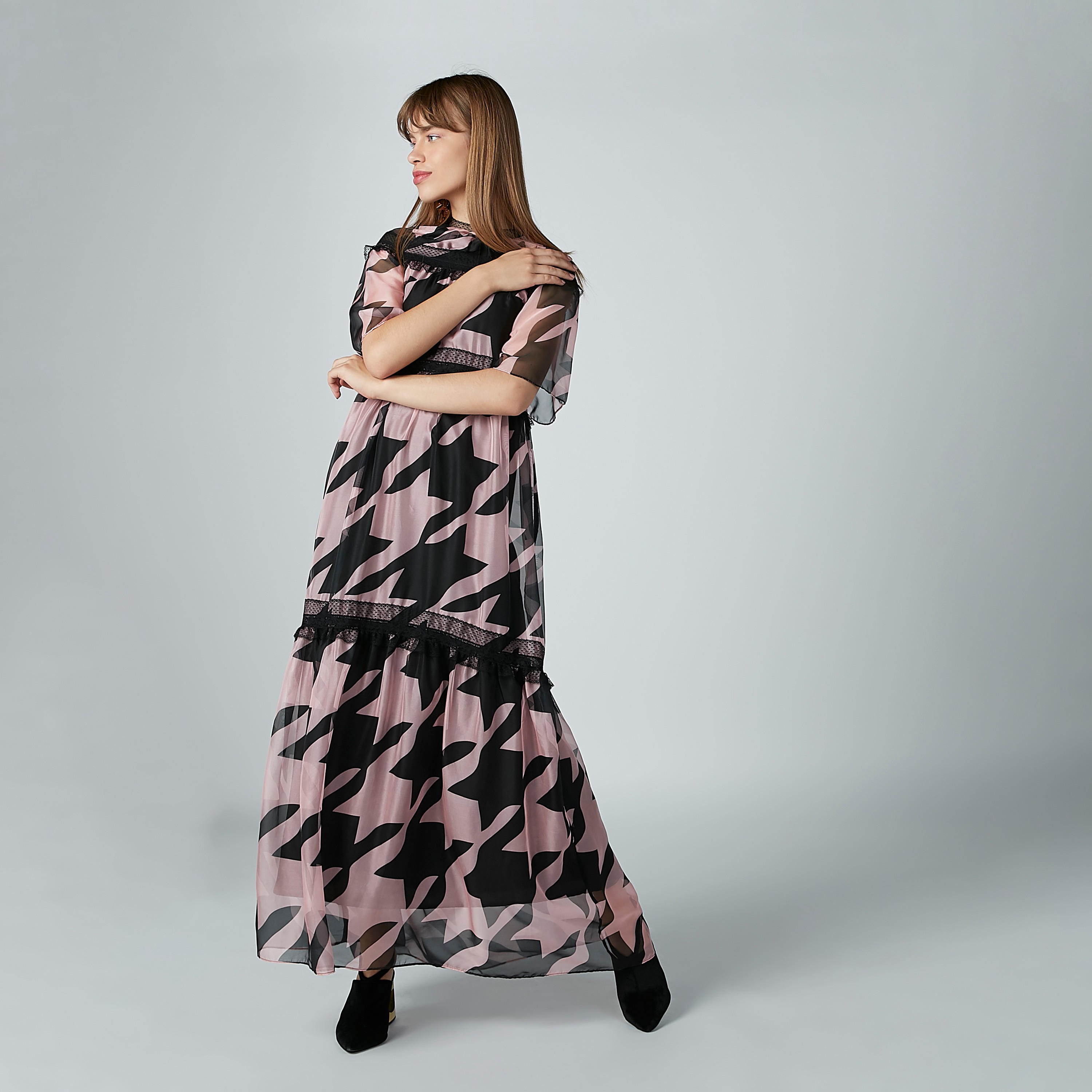 Printed Maxi A-line Dress with Lace Detail and Short Sleeves-women-clothing-dresses-image-5