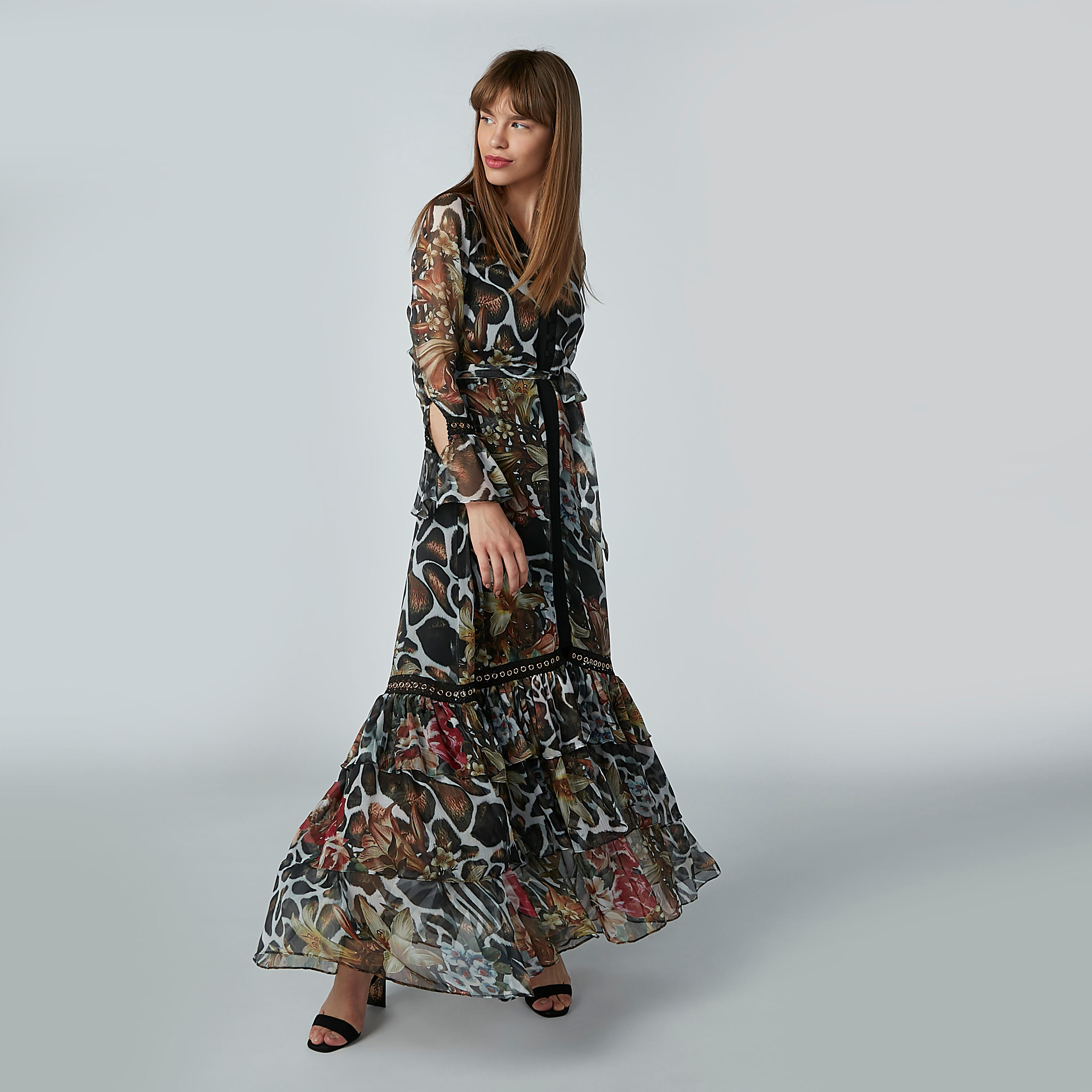 فستان إيه لاين طويل بأكمام واسعة وطبعات زهرية-women-clothing-dresses-image-3