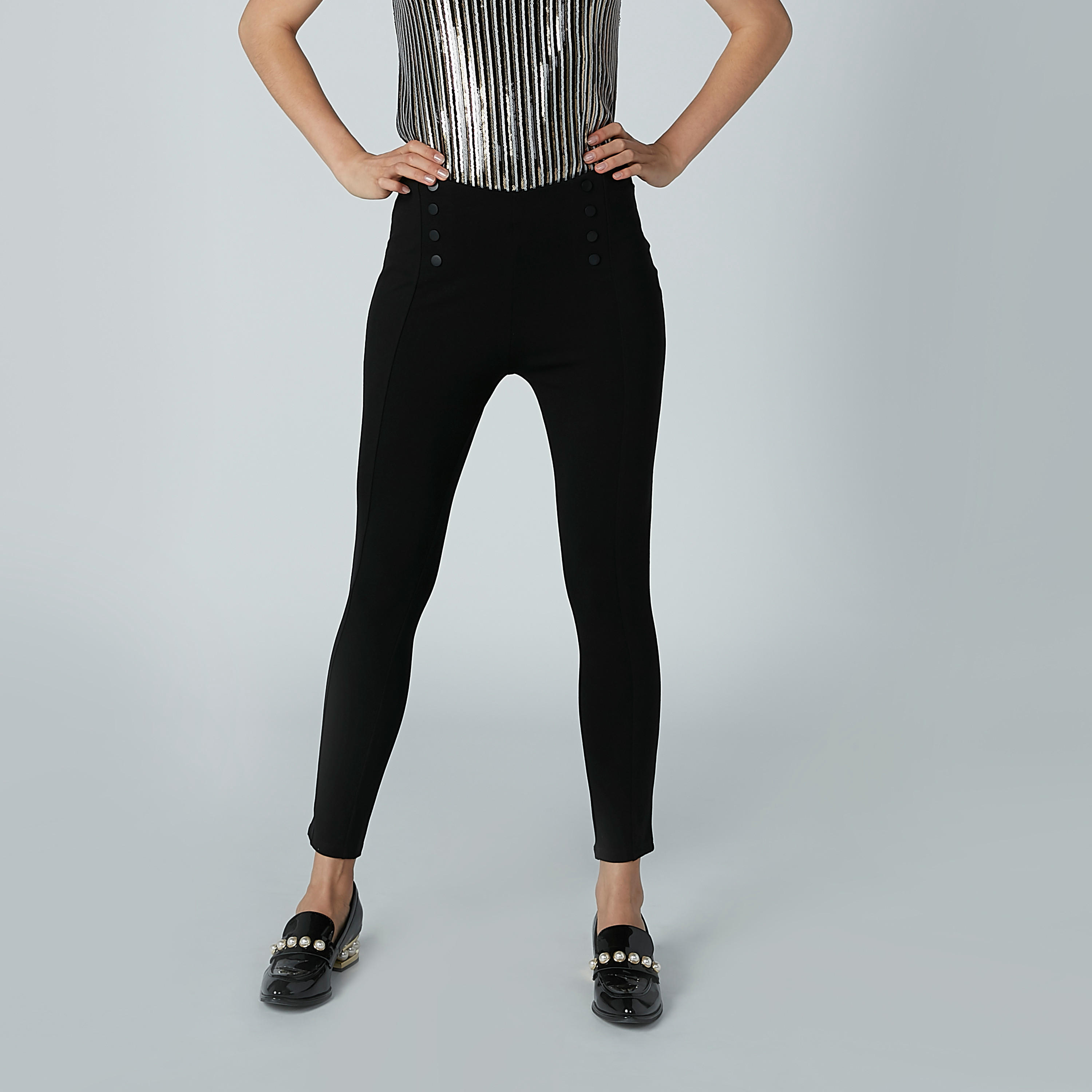 بنطال طويل سادة بأزرار-women-clothing-bottoms-leggings-image-2