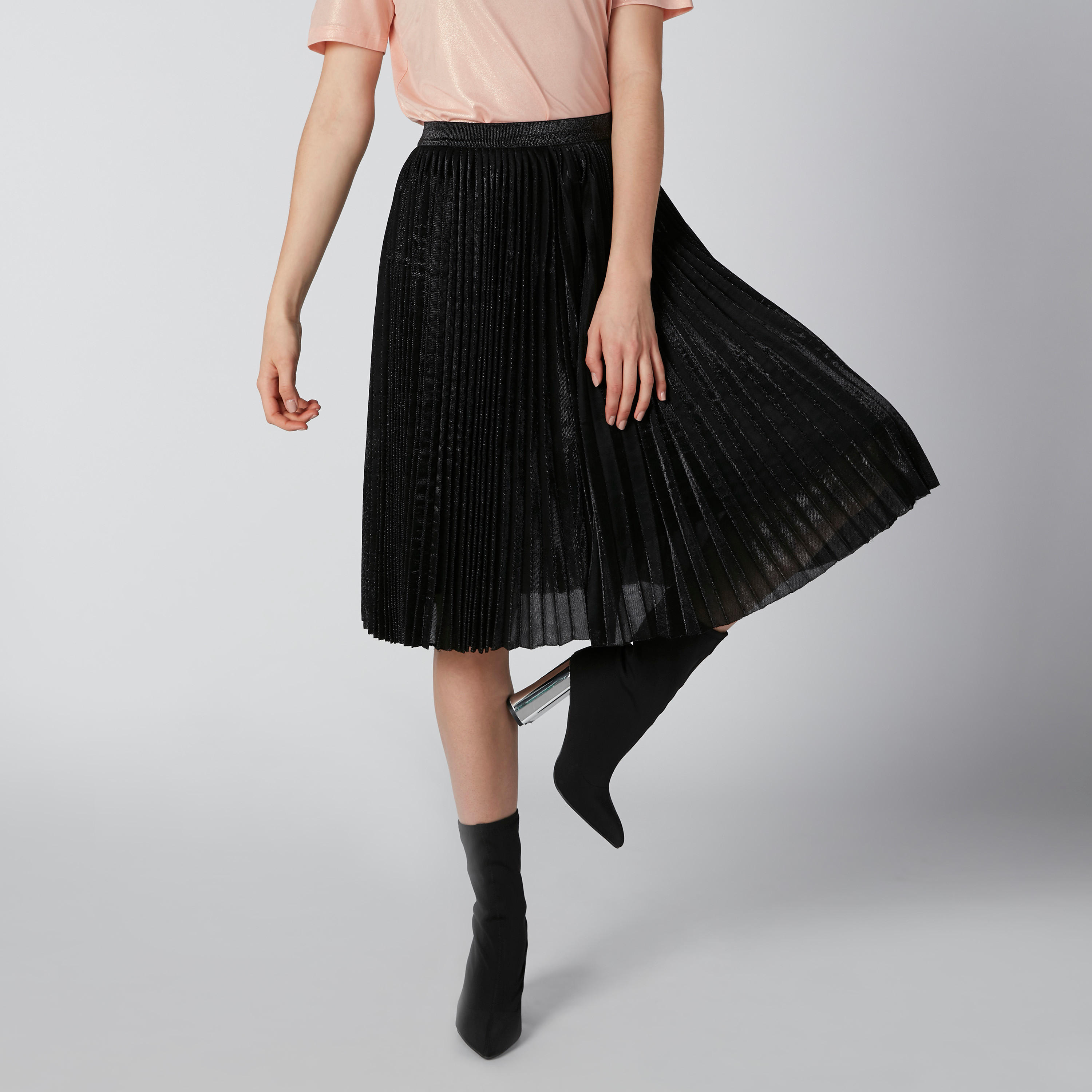 تنورة إيه لاين متوسطة الطول بخصر مطّاطي وثنيات-women-clothing-bottoms-skirts-image-3