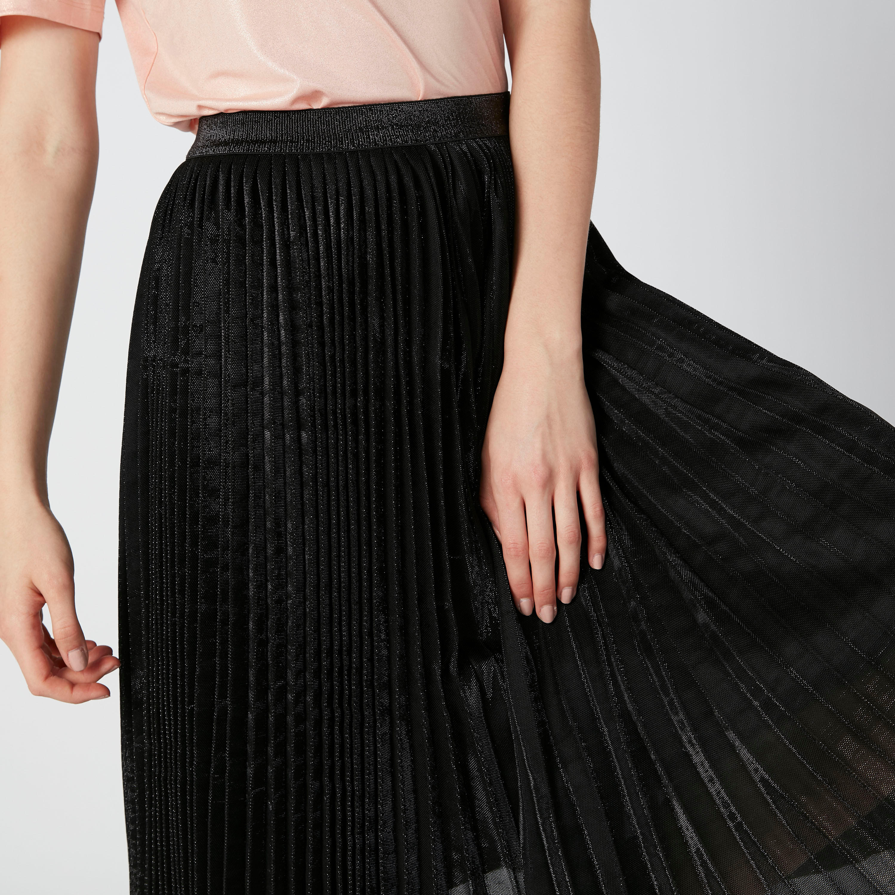 تنورة إيه لاين متوسطة الطول بخصر مطّاطي وثنيات-women-clothing-bottoms-skirts-image-6