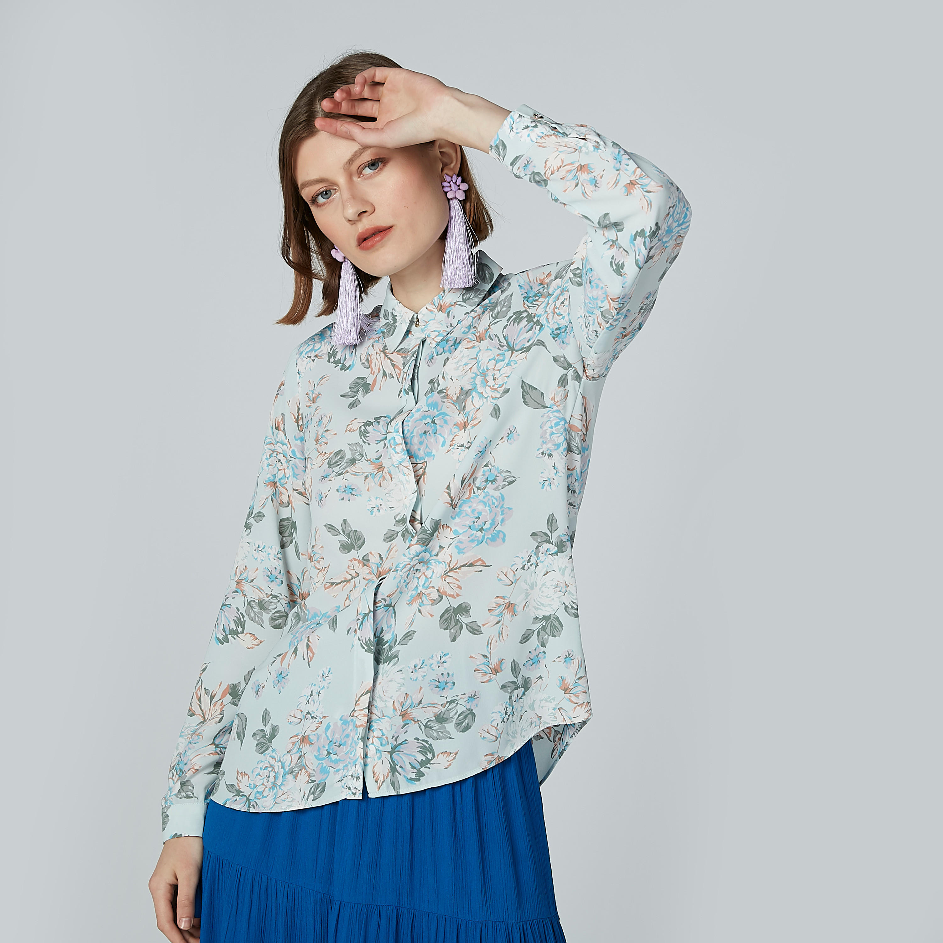 Floral Printed Shirt with Long Sleeves and Concealed Placket-women-clothing-shirtsandblouses-shirts-image-1