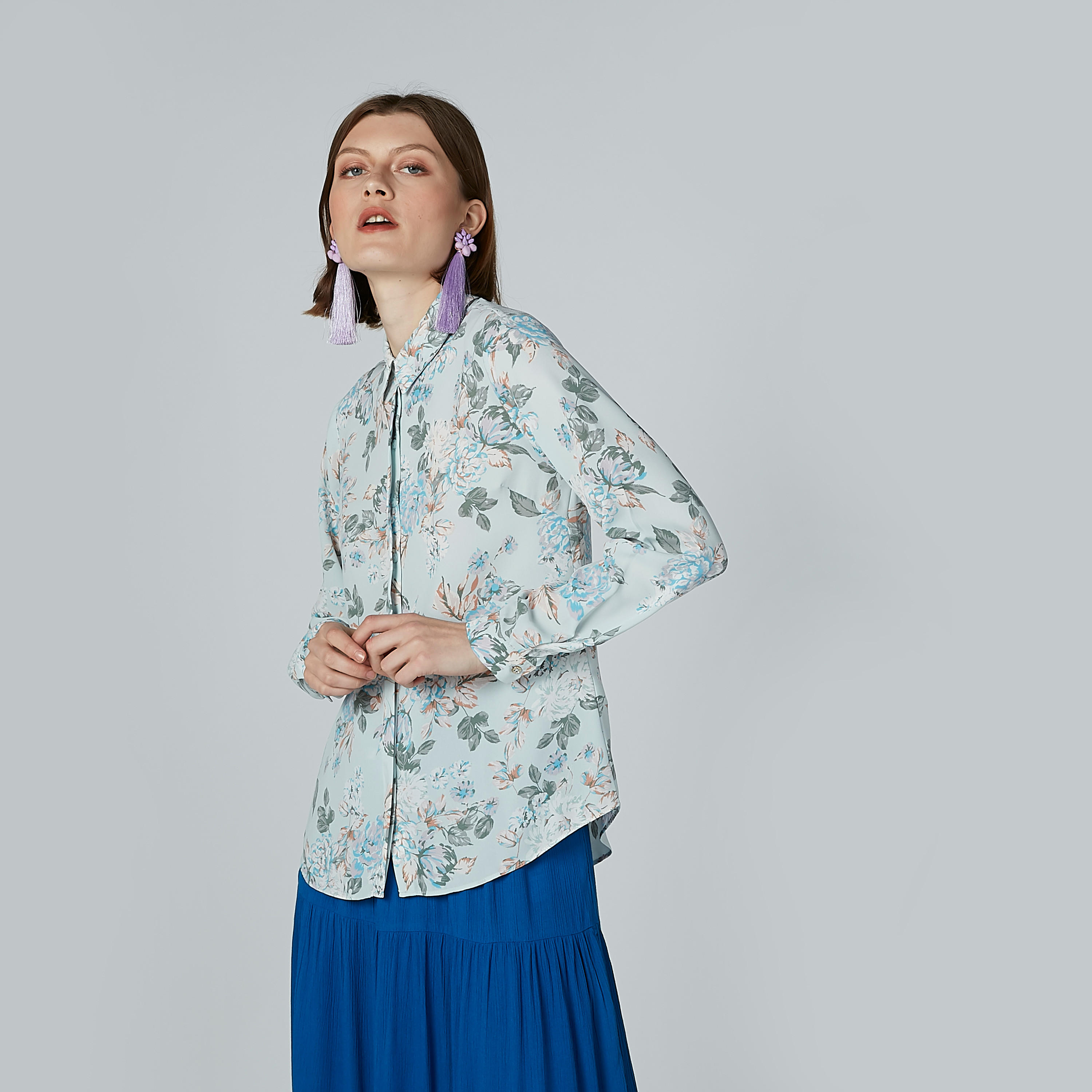 Floral Printed Shirt with Long Sleeves and Concealed Placket-women-clothing-shirtsandblouses-shirts-image-3