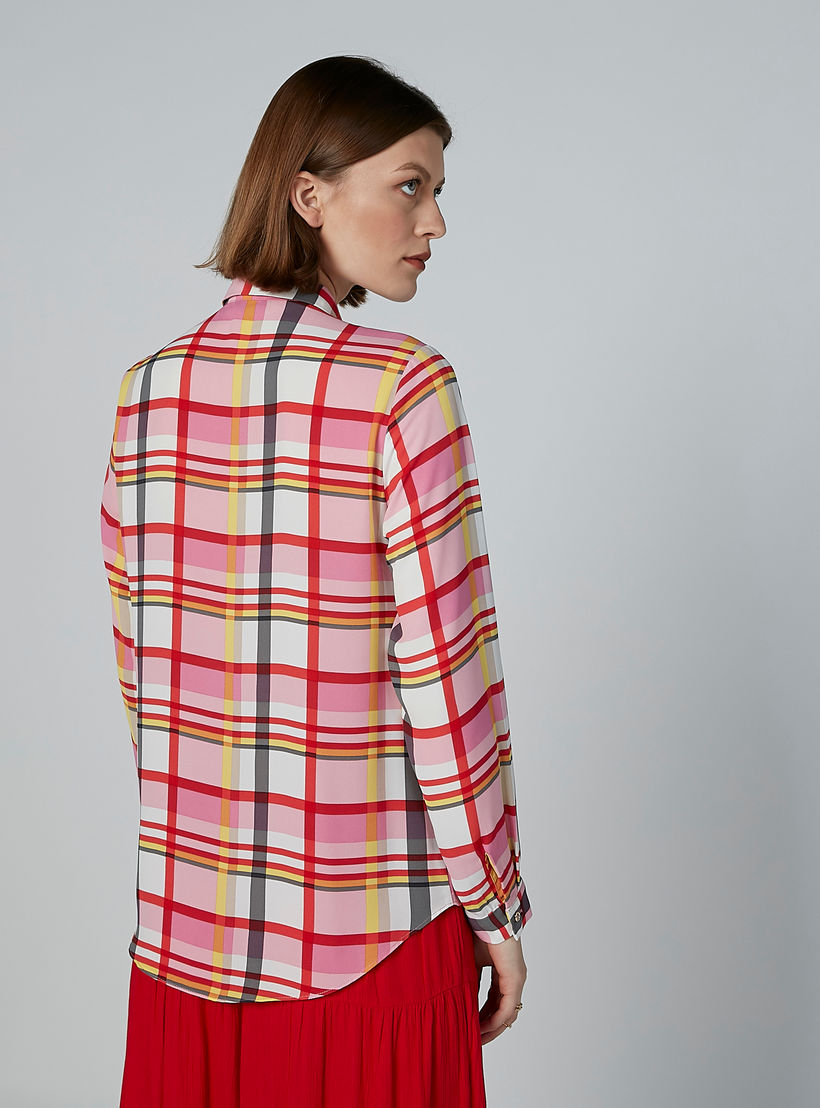 قميص كاروهات بأكمام طويلة وأزرار غير مرئية-women-clothing-shirtsandblouses-shirts-image-1