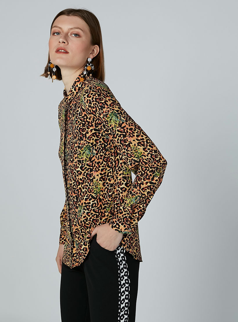Printed Shirt with Spread Collar and Long Sleeves-women-clothing-shirtsandblouses-blouses-image-5