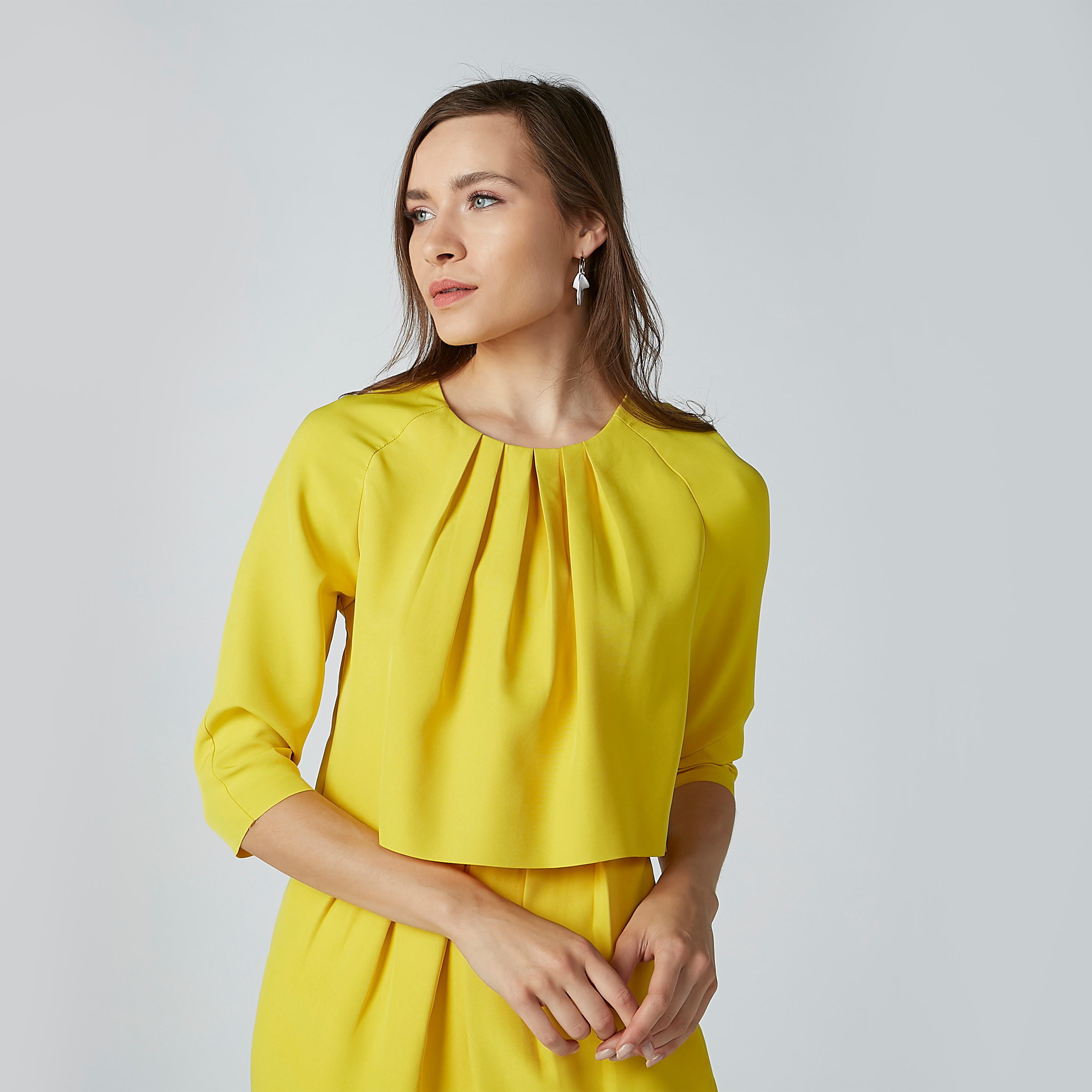 فستان ميدي بأكمام 3/4 وتفصيل كشكش-women-clothing-dresses-image-2