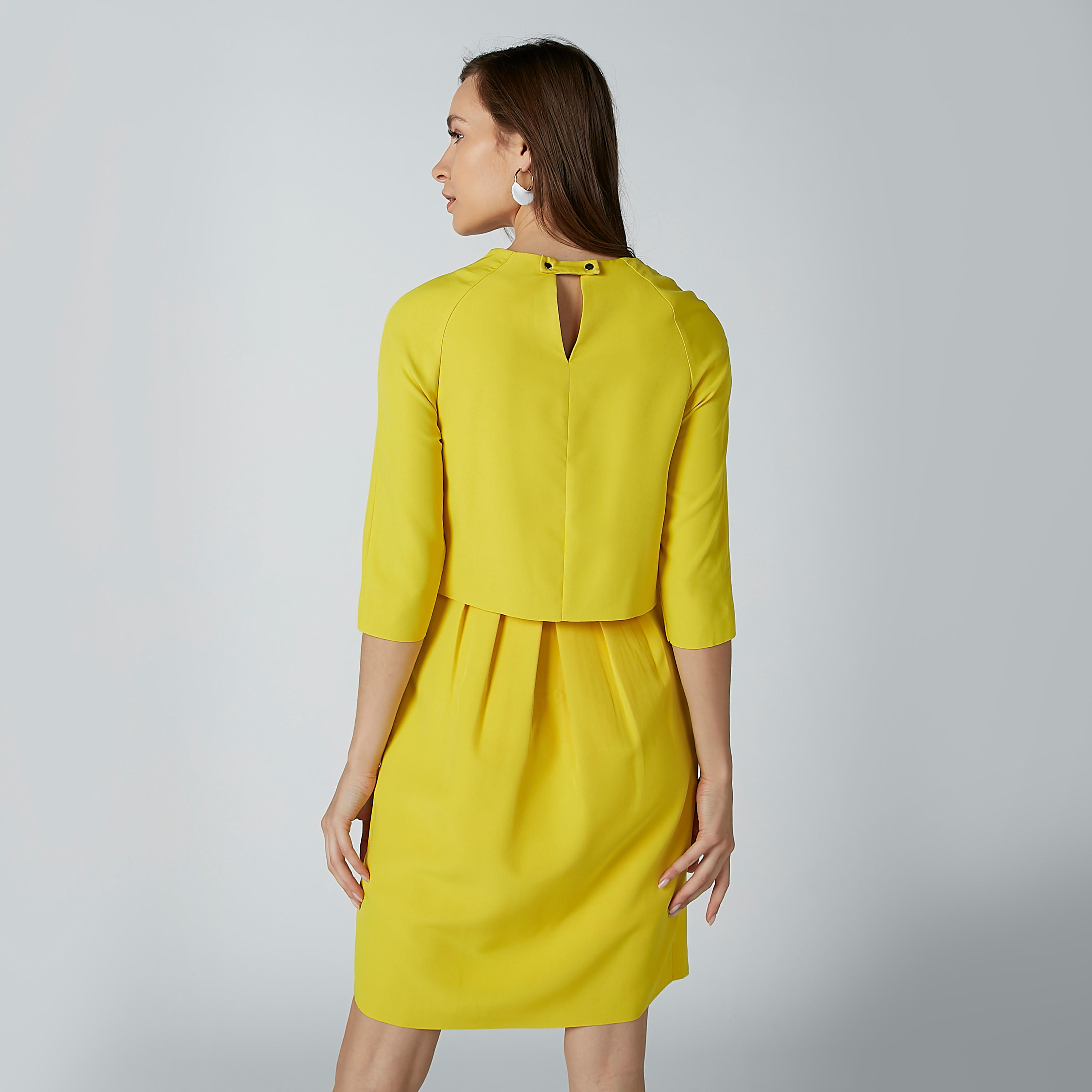 فستان ميدي بأكمام 3/4 وتفصيل كشكش-women-clothing-dresses-image-3